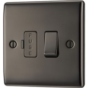 BG Gloss black nickel effect 13A 2 way Raised slim profile Switched Without indicator Fused connection unit