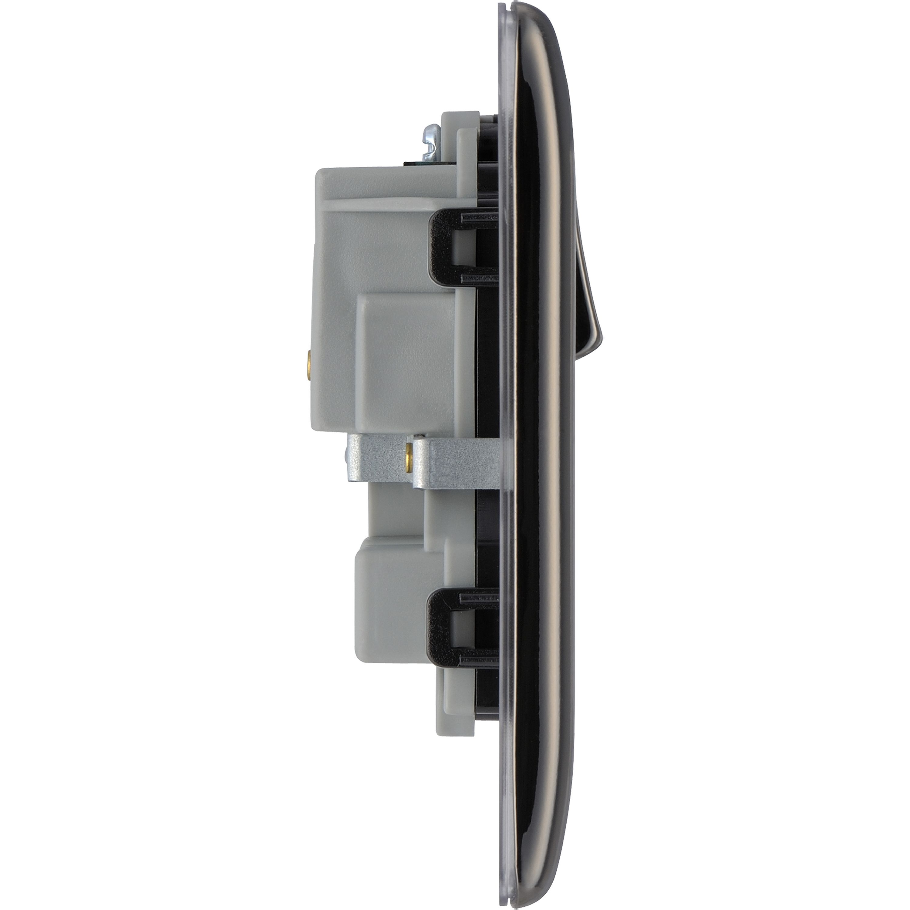 BG Nickel effect Double 13A Gloss Black Socket
