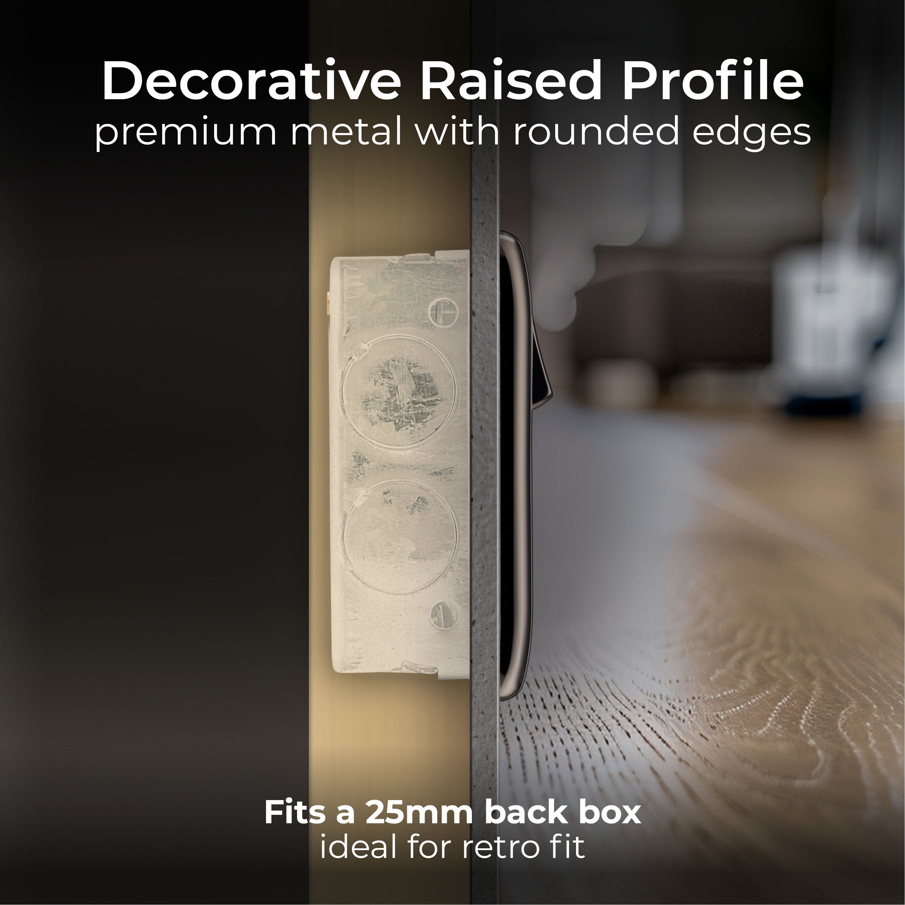 BG Nickel effect Double 13A Gloss Black Socket