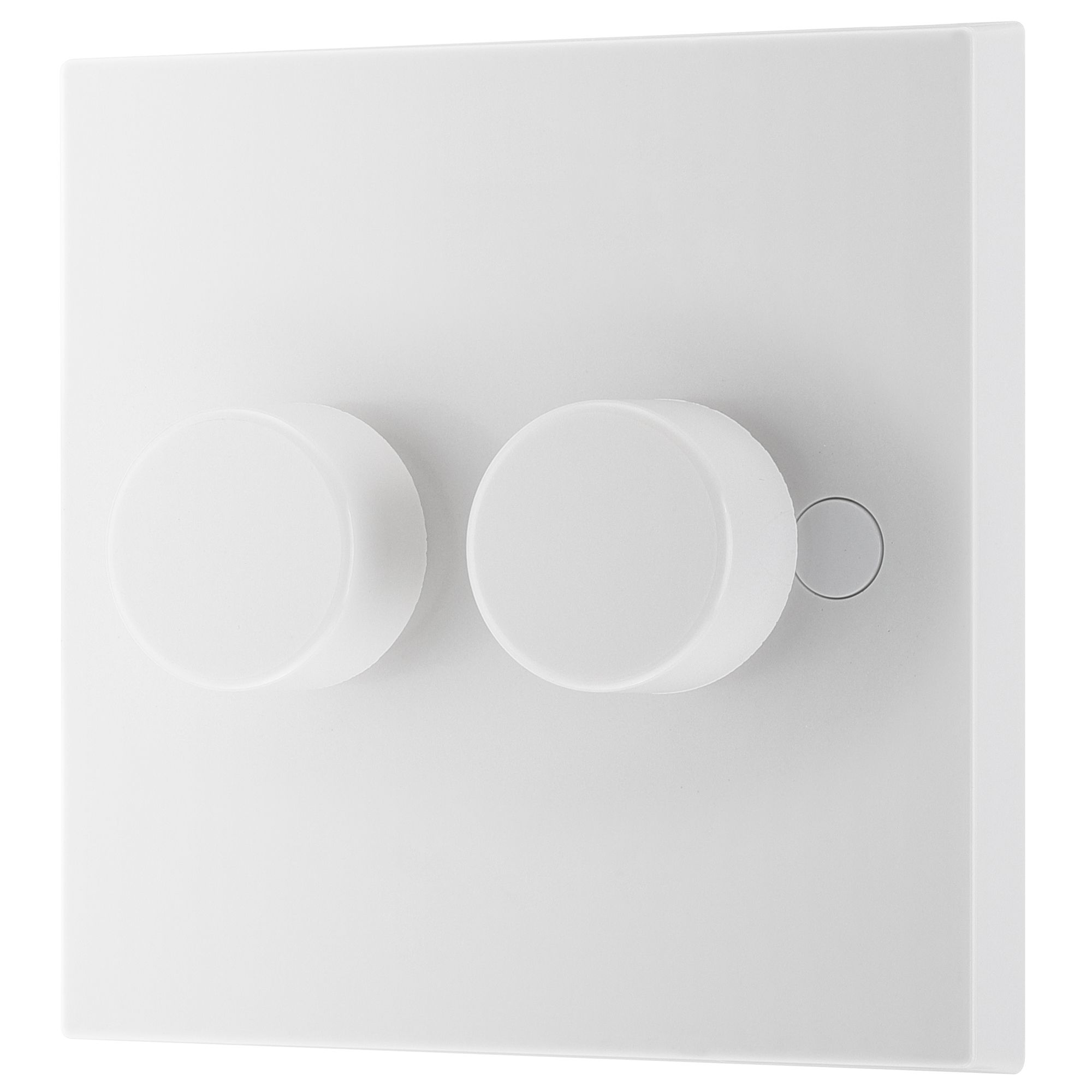 BG Raised square profile Double 2 way 200W Dimmer switch White 2 gang