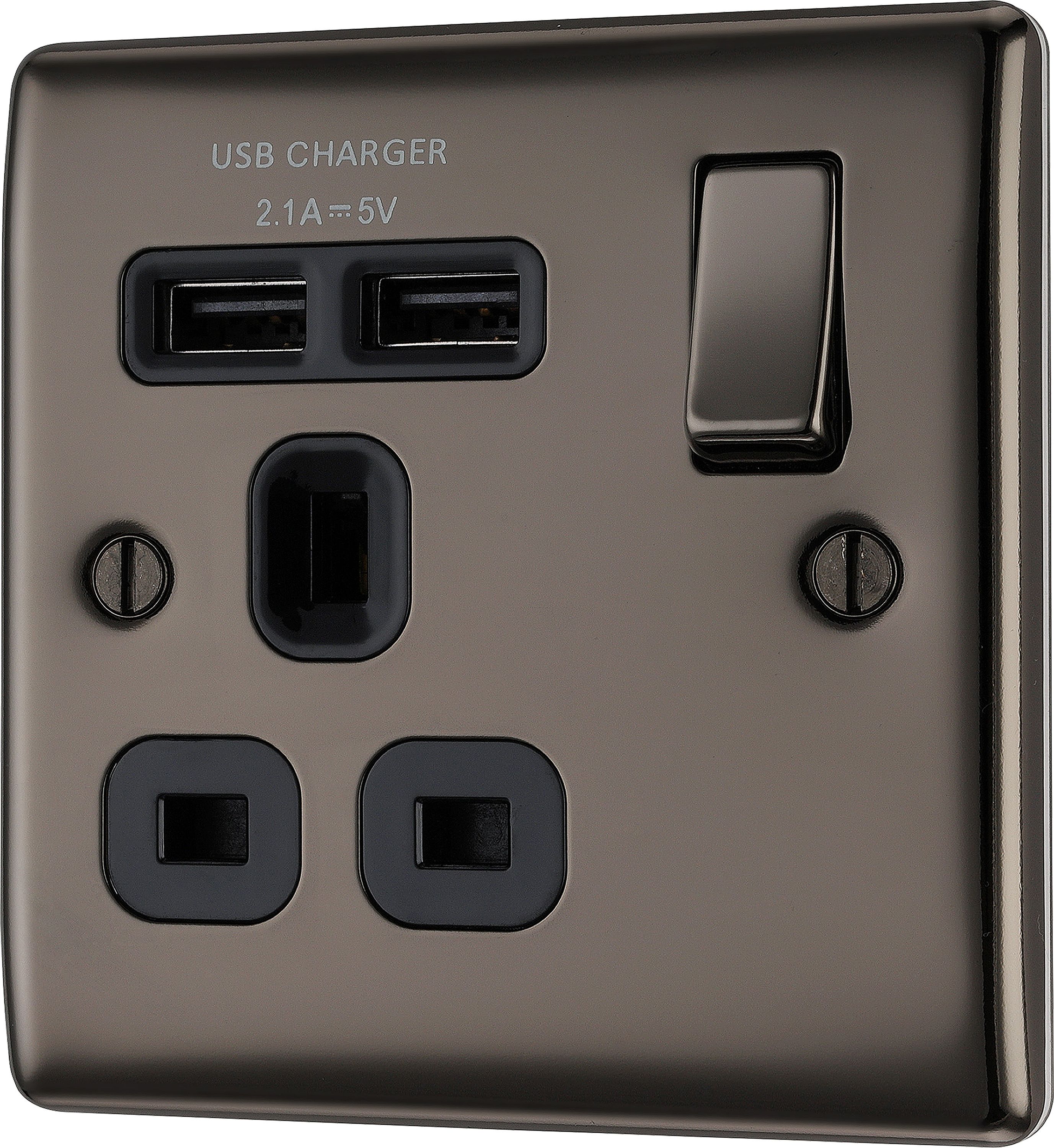 British General Double 13A Screwless Switched Matt Grey Socket  