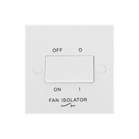 BG White 10A 2 way 1 gang Raised square Fan isolator Switch