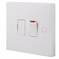 BG White 13A 1 way Raised square profile Screwed Switched Fused connection unit
