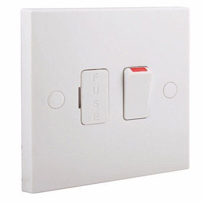 BG White 13A 1 way Raised square profile Screwed Switched Fused connection unit