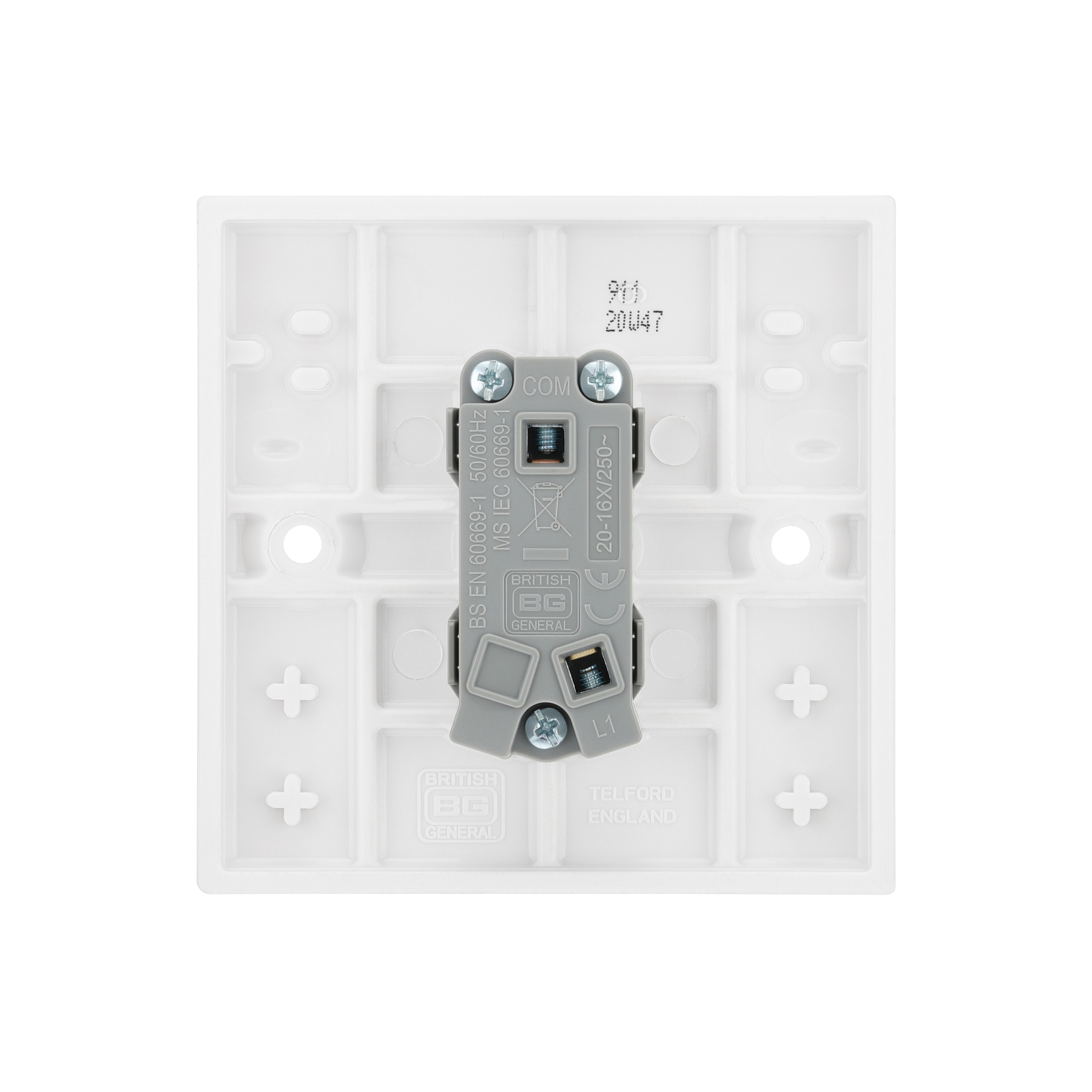 BG White 20A 1 way 1 gang Light Switch, Pack of 5