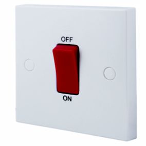 BG White 45A 1 way 1 gang Raised square Cooker Switch