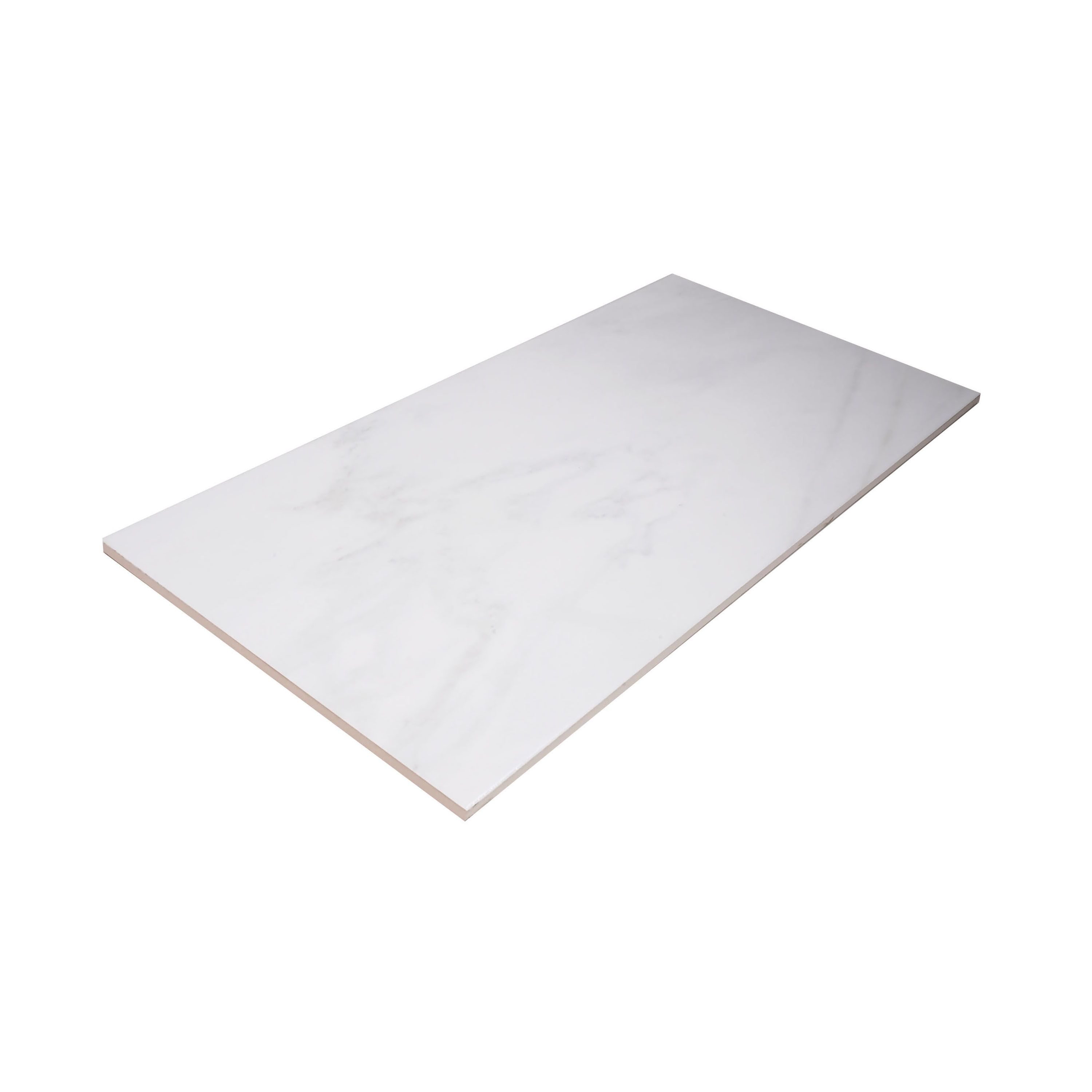Bianco White Satin Marble effect Ceramic Wall & floor Tile, Pack of 5, (L)600mm (W)300mm