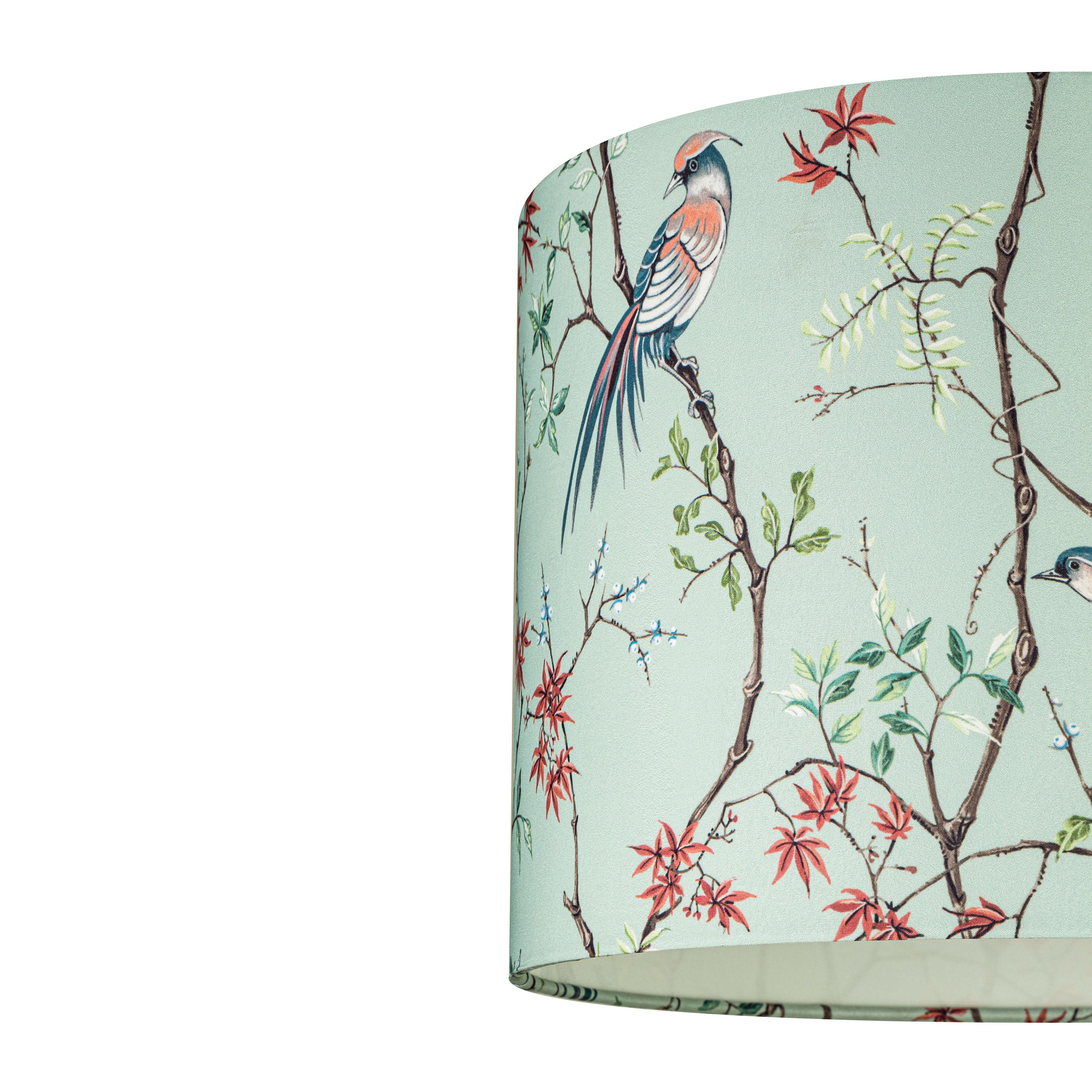 Biyu Mint & Red Bird Drum Lamp shade (D)30cm