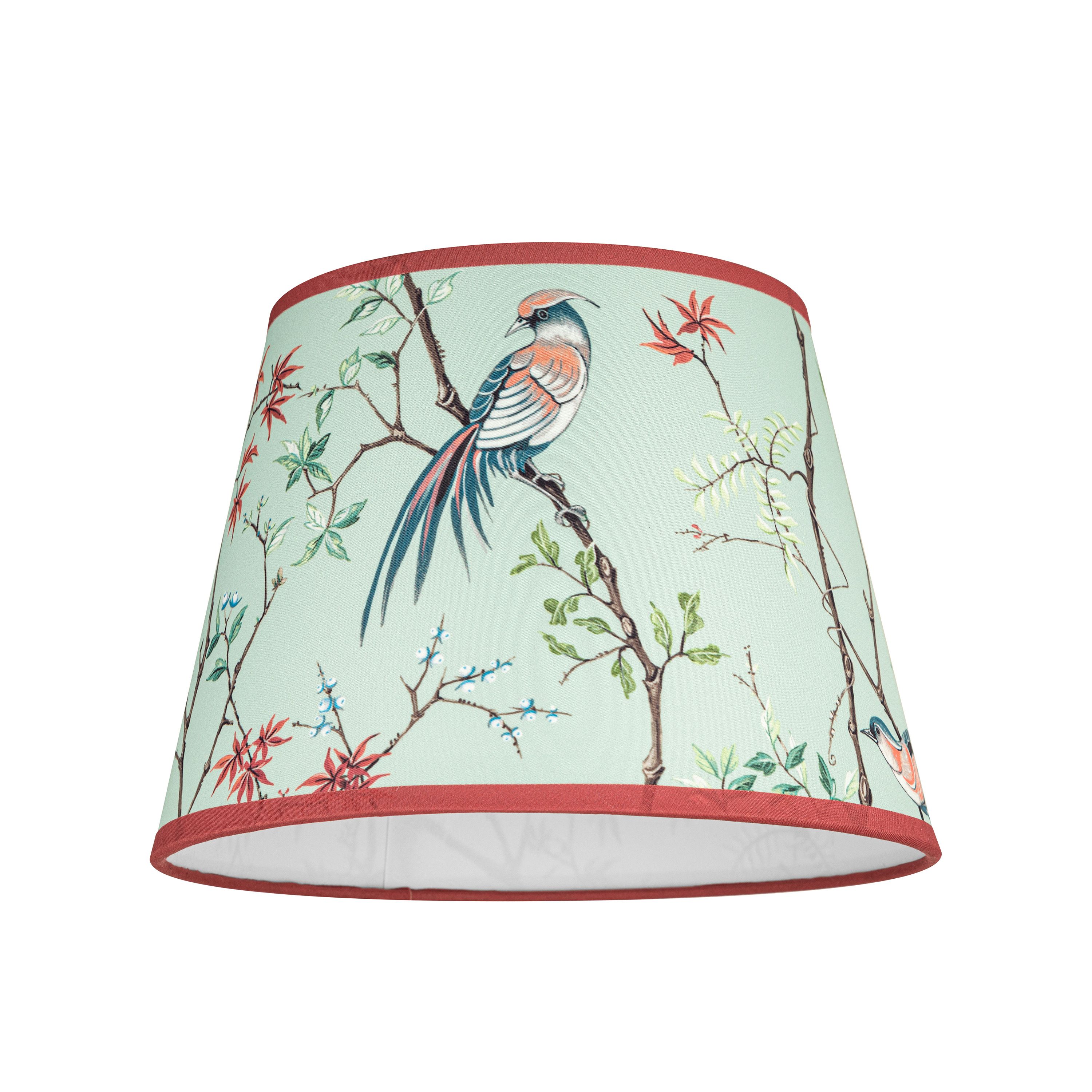 Biyu Mint & Red Bird Tapered Lamp shade (D)25cm