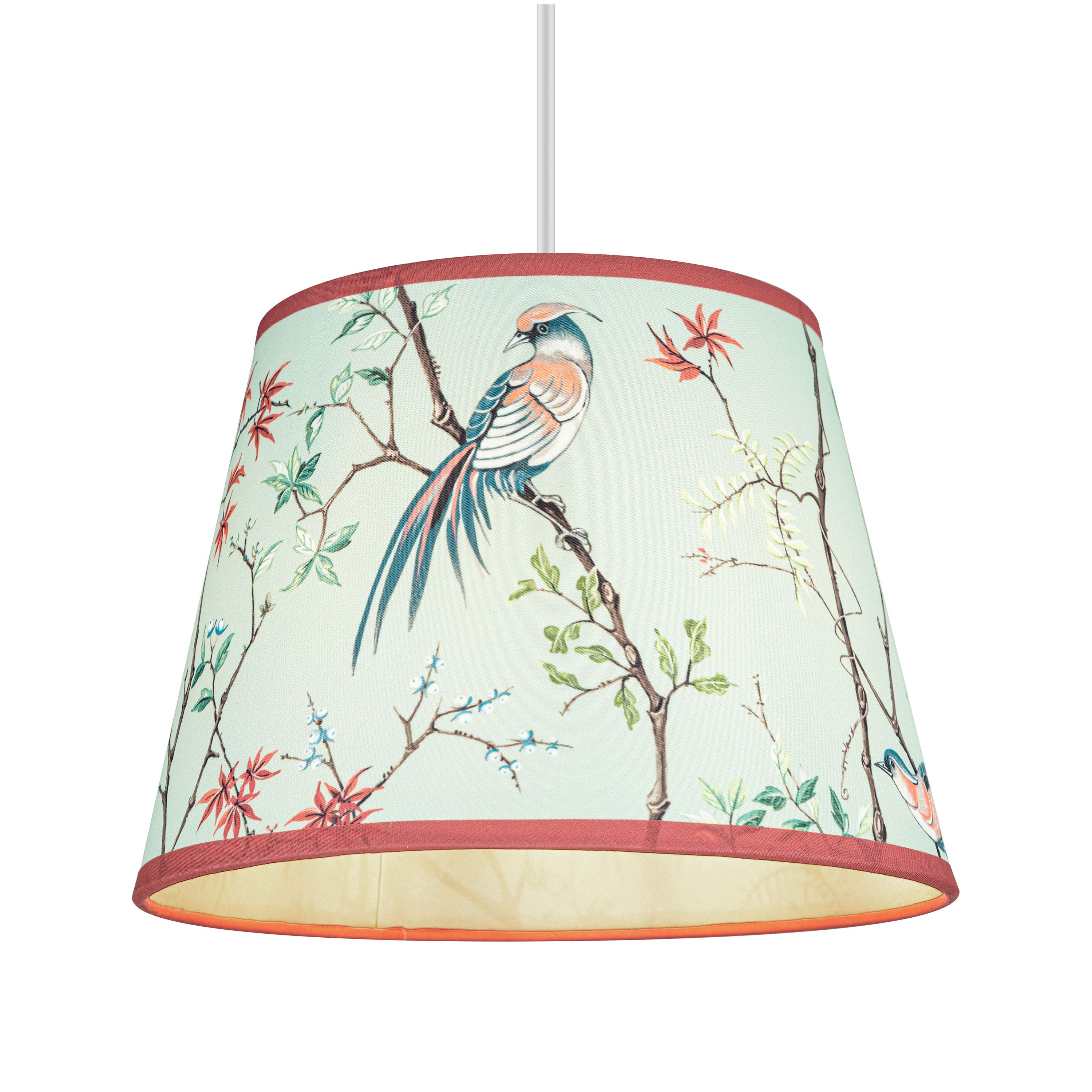 Biyu Mint & Red Bird Tapered Lamp shade (D)25cm