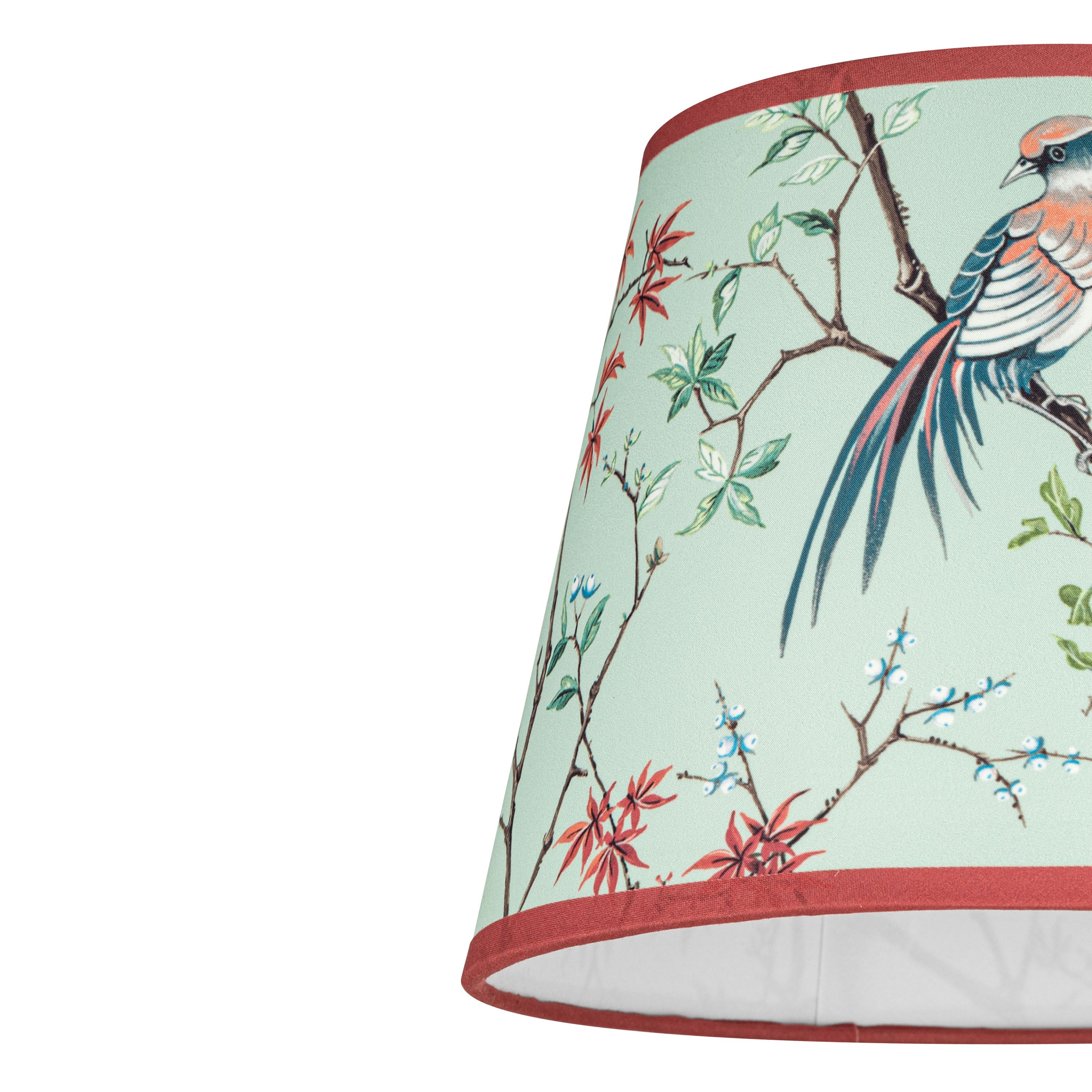 Biyu Mint & Red Bird Tapered Lamp shade (D)25cm