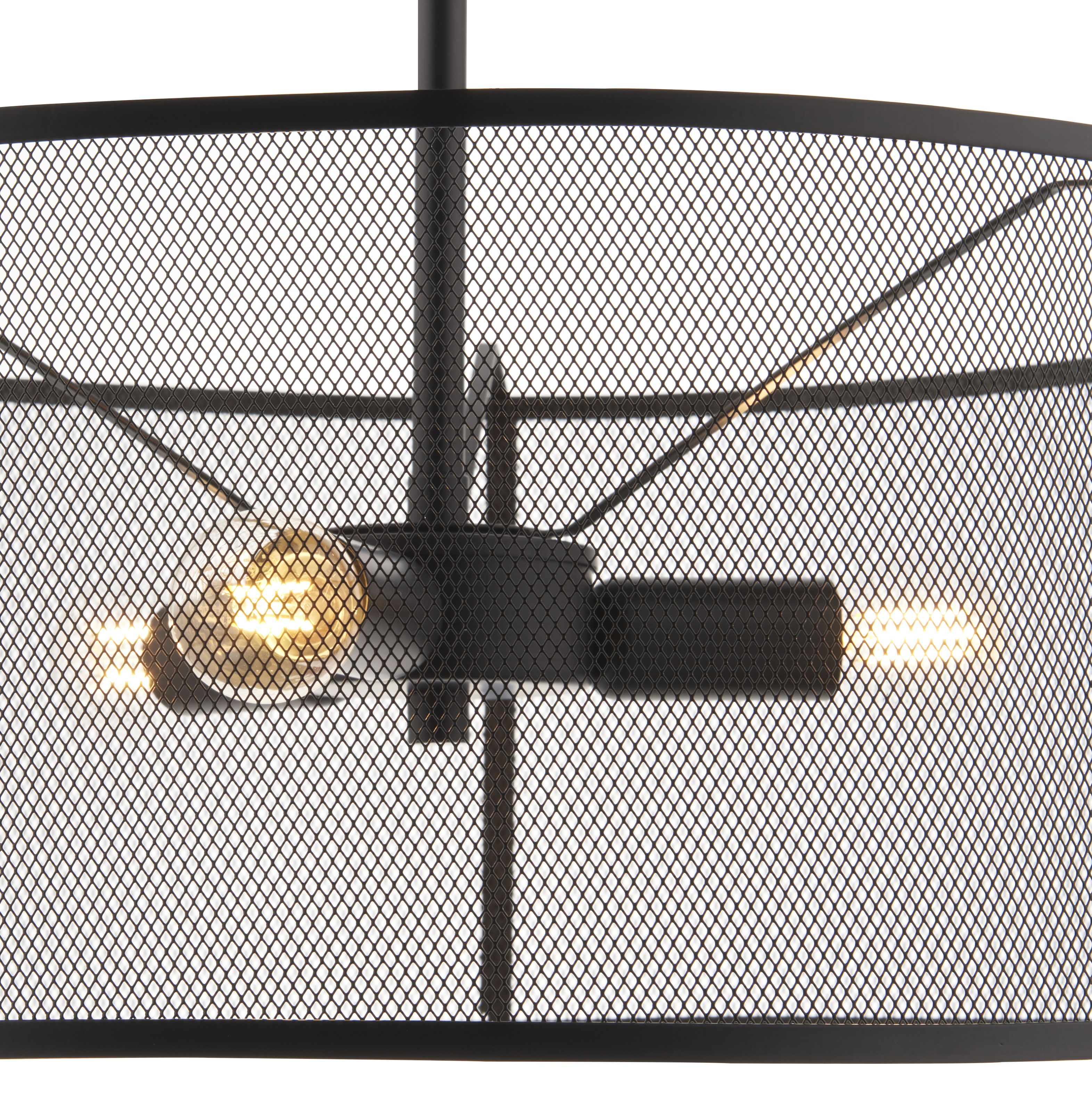 Black 3 Lamp Pendant ceiling light, (Dia)500mm