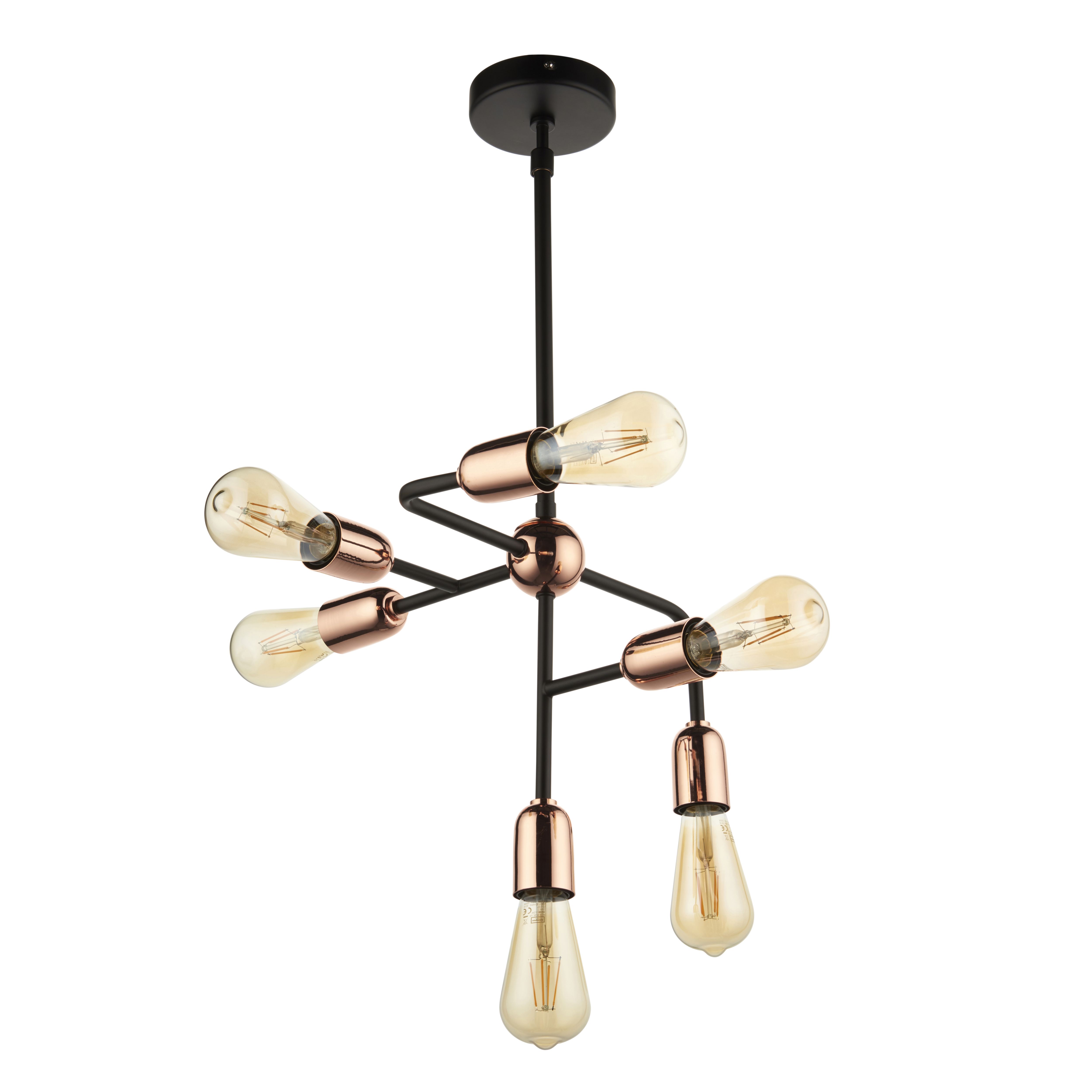 Black 6 Lamp Pendant ceiling light, (Dia)365mm
