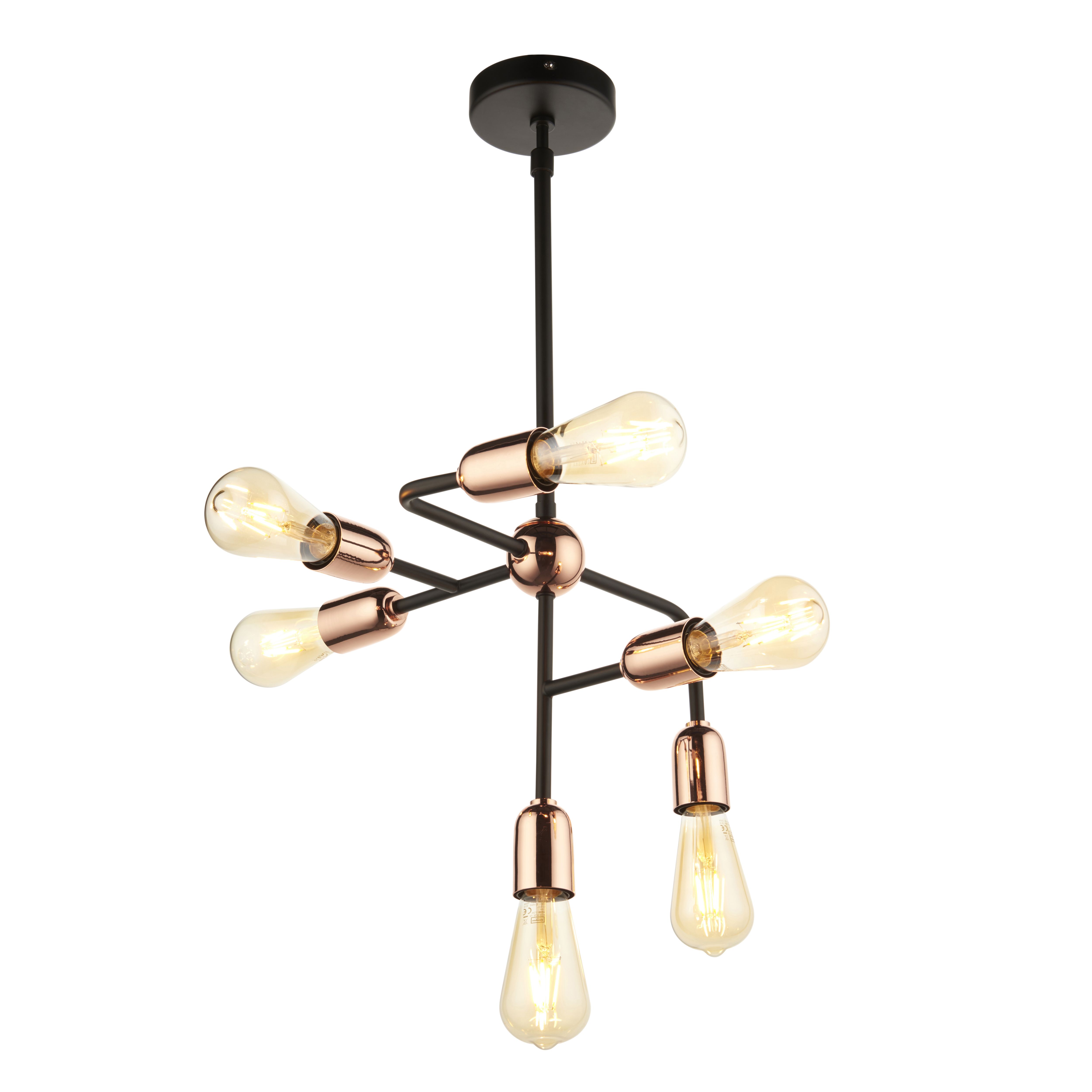 Black 6 Lamp Pendant ceiling light, (Dia)365mm
