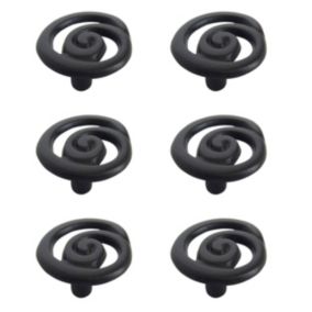 Black Aluminium Round Twisted Furniture Knob, Pack of 6