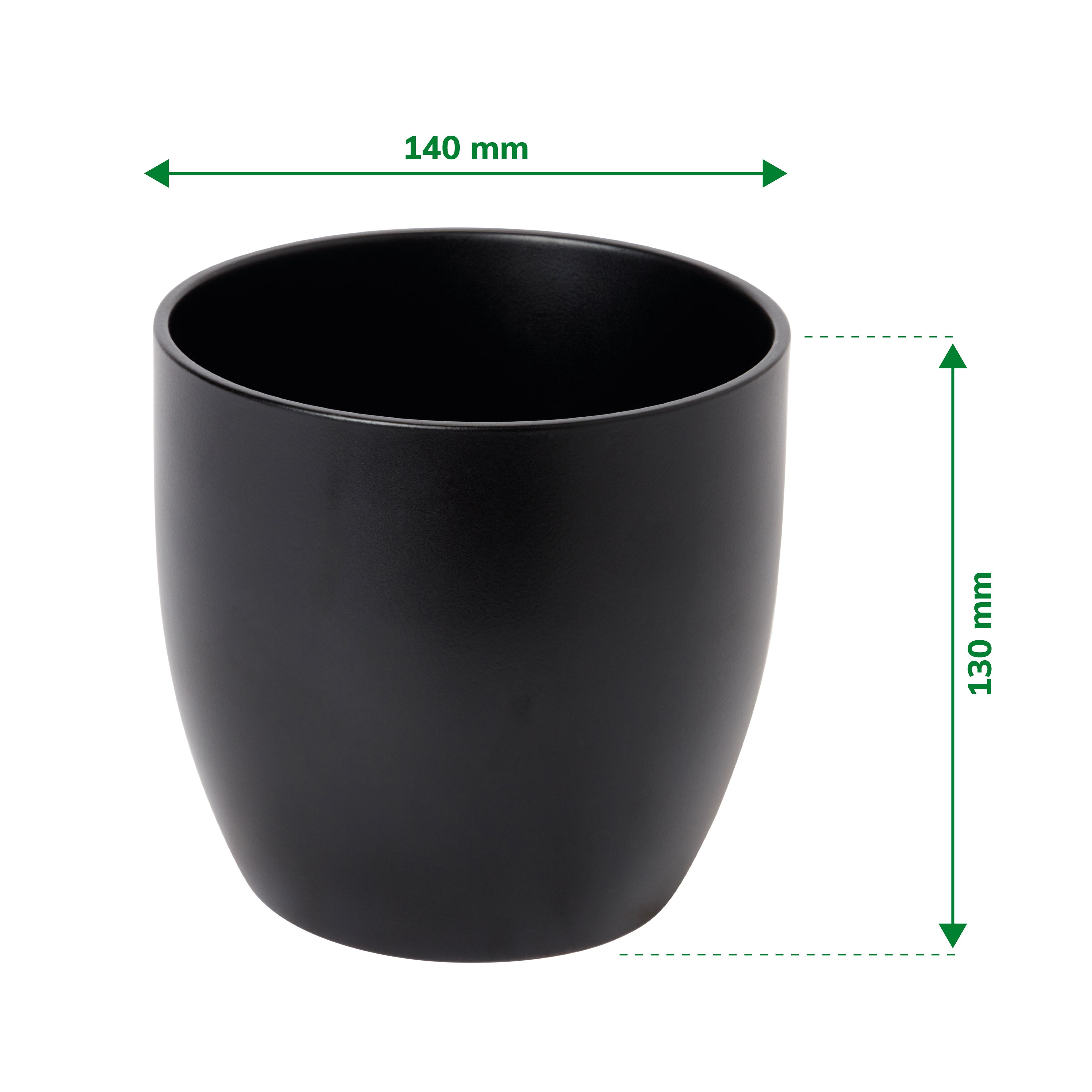 Black Ceramic Circular Plant pot (Dia)14.4cm