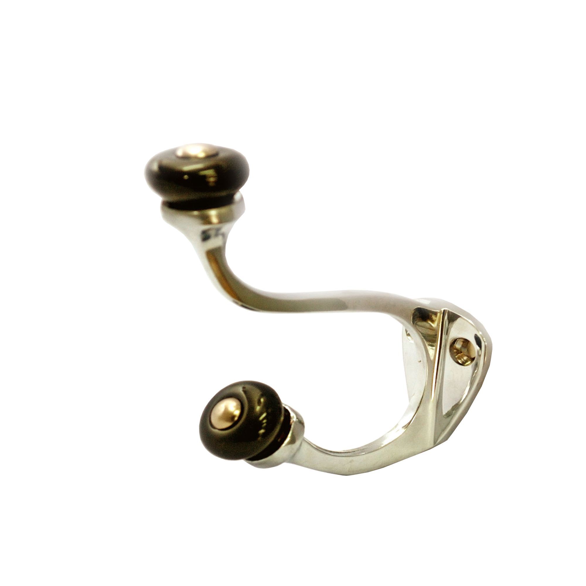 Black Chrome effect Brass Double Hook (Holds)5kg