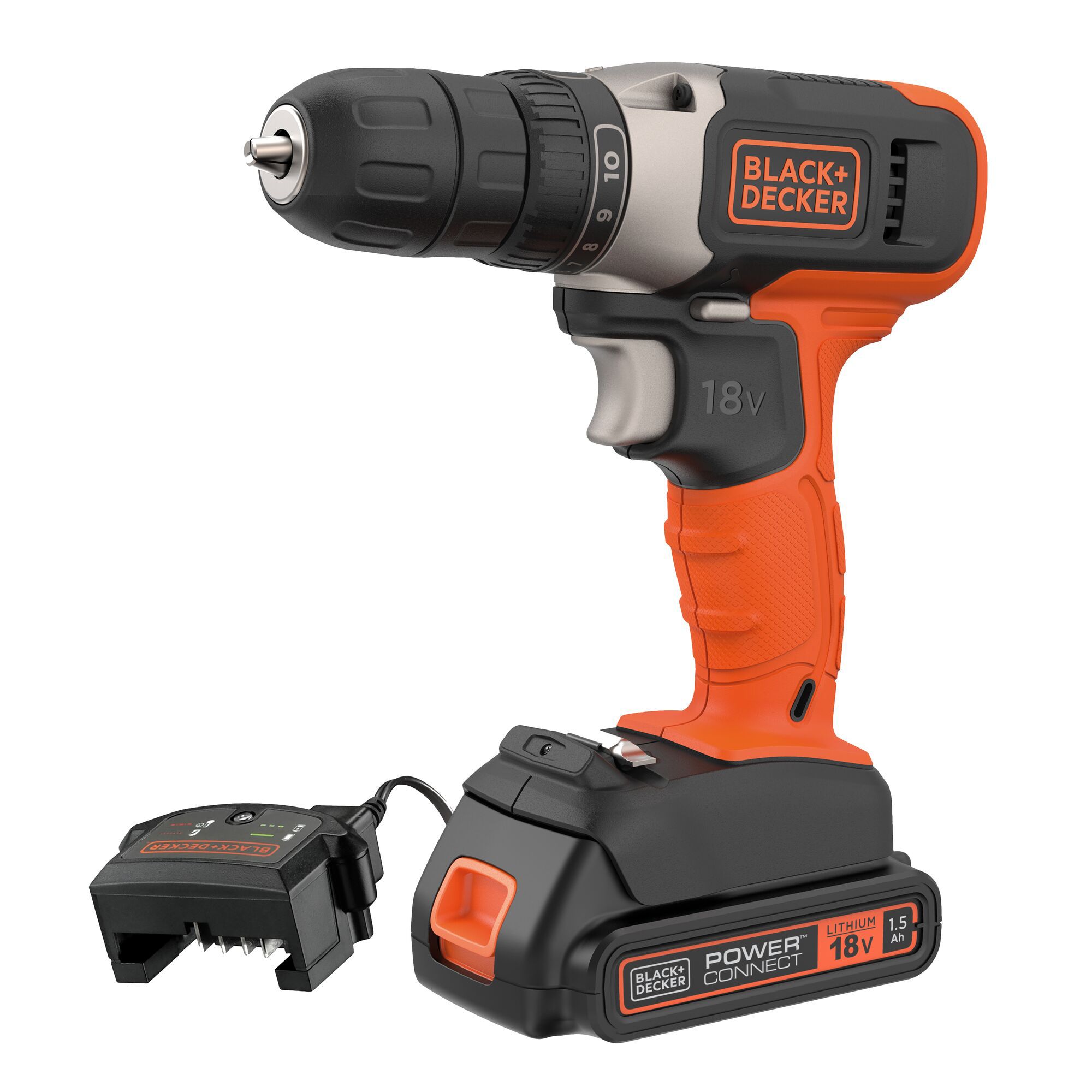 Black+Decker 18V Li-ion Cordless Drill driver (1 x 1.5Ah) - BCD001