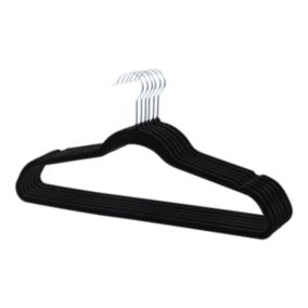 Black Flocked Metal Non slip Clothes hangers, Pack of 6