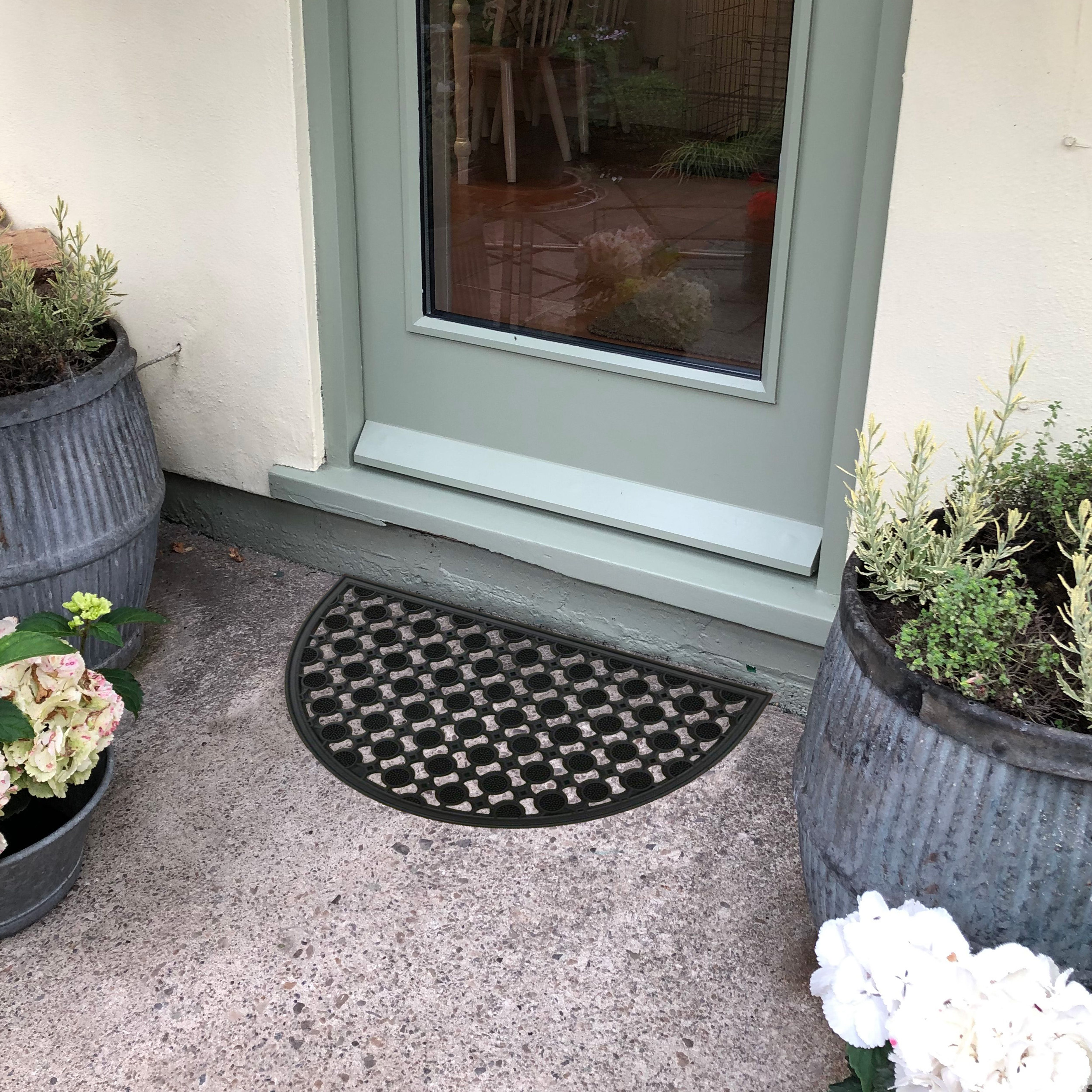 Black Half moon Door mat, 75cm x 45cm
