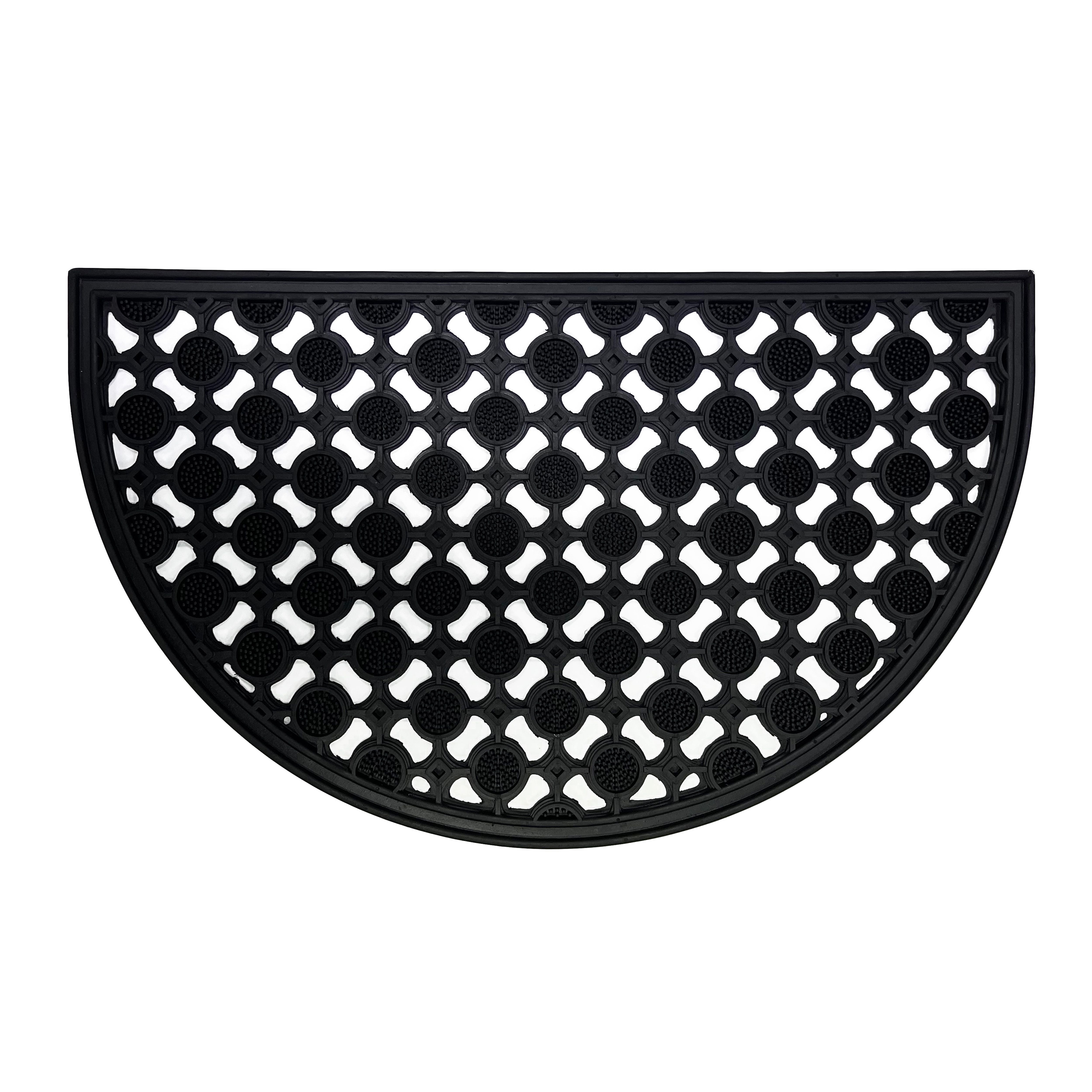 Black Half moon Door mat, 75cm x 45cm