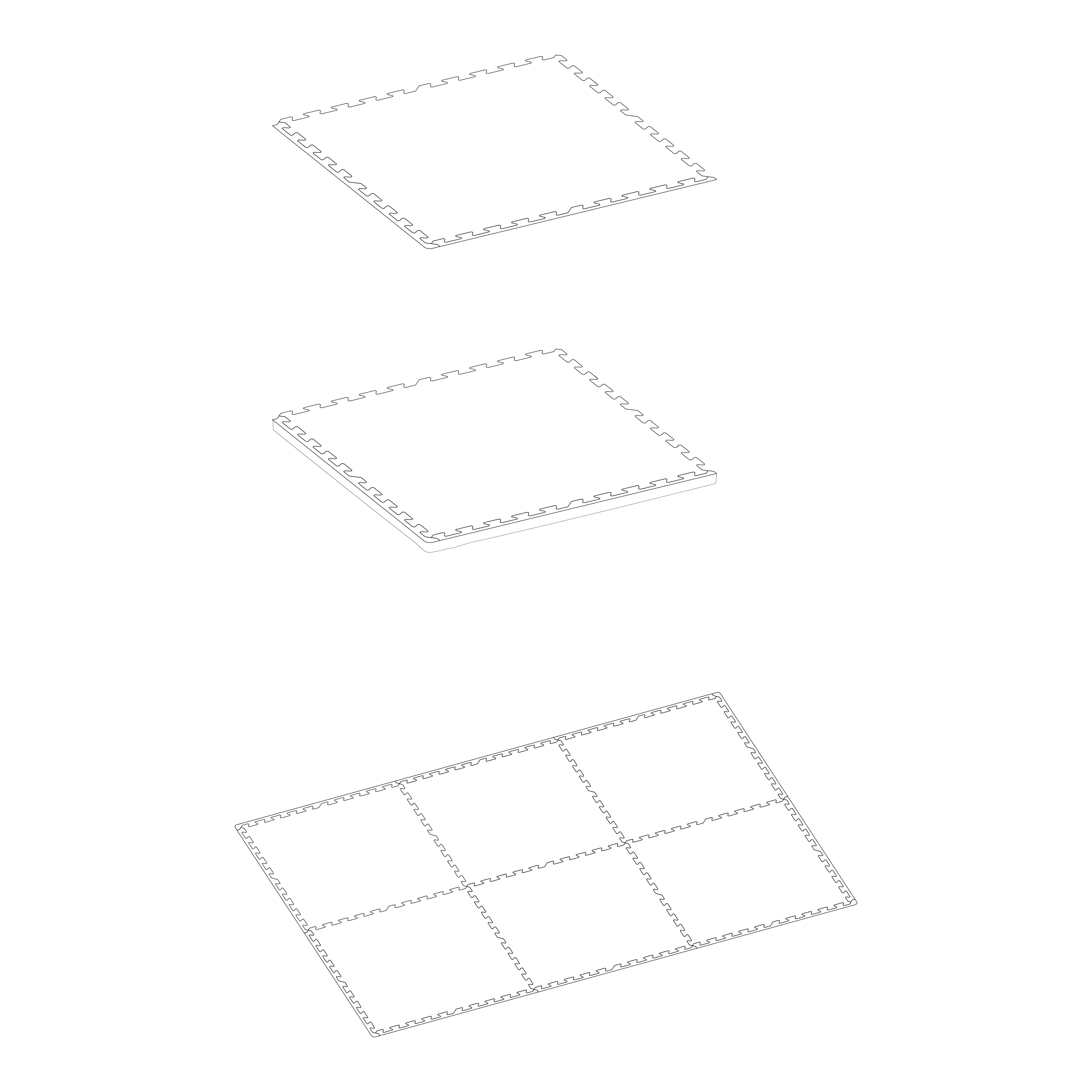 Black Interlocking floor tile 2.16m², Pack of 6