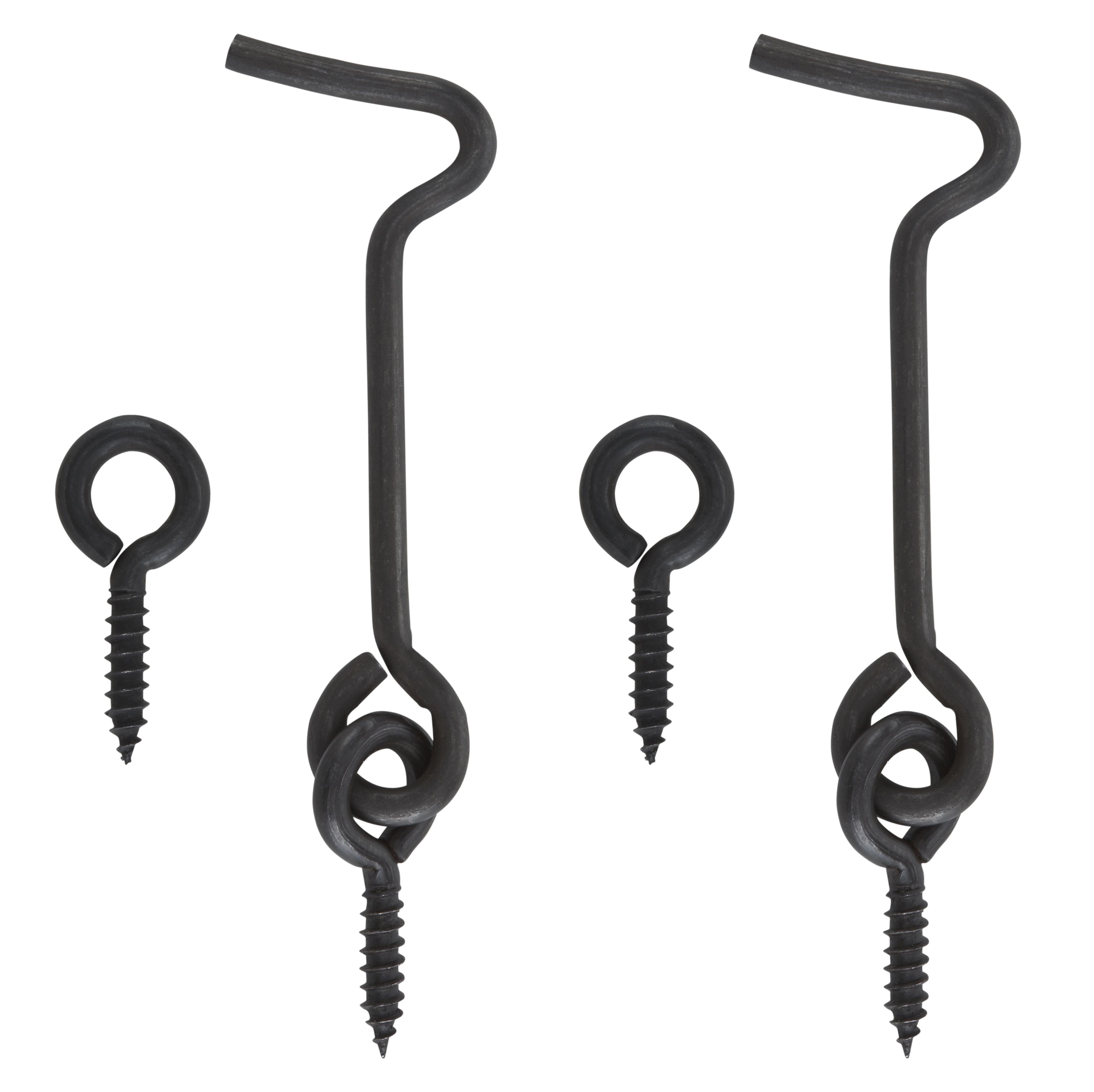 Black Metal Gate hook & eye (L)50mm, Pack of 2