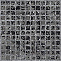 Black Mosaic effect Self adhesive Vinyl tile, 1.02m² Pack