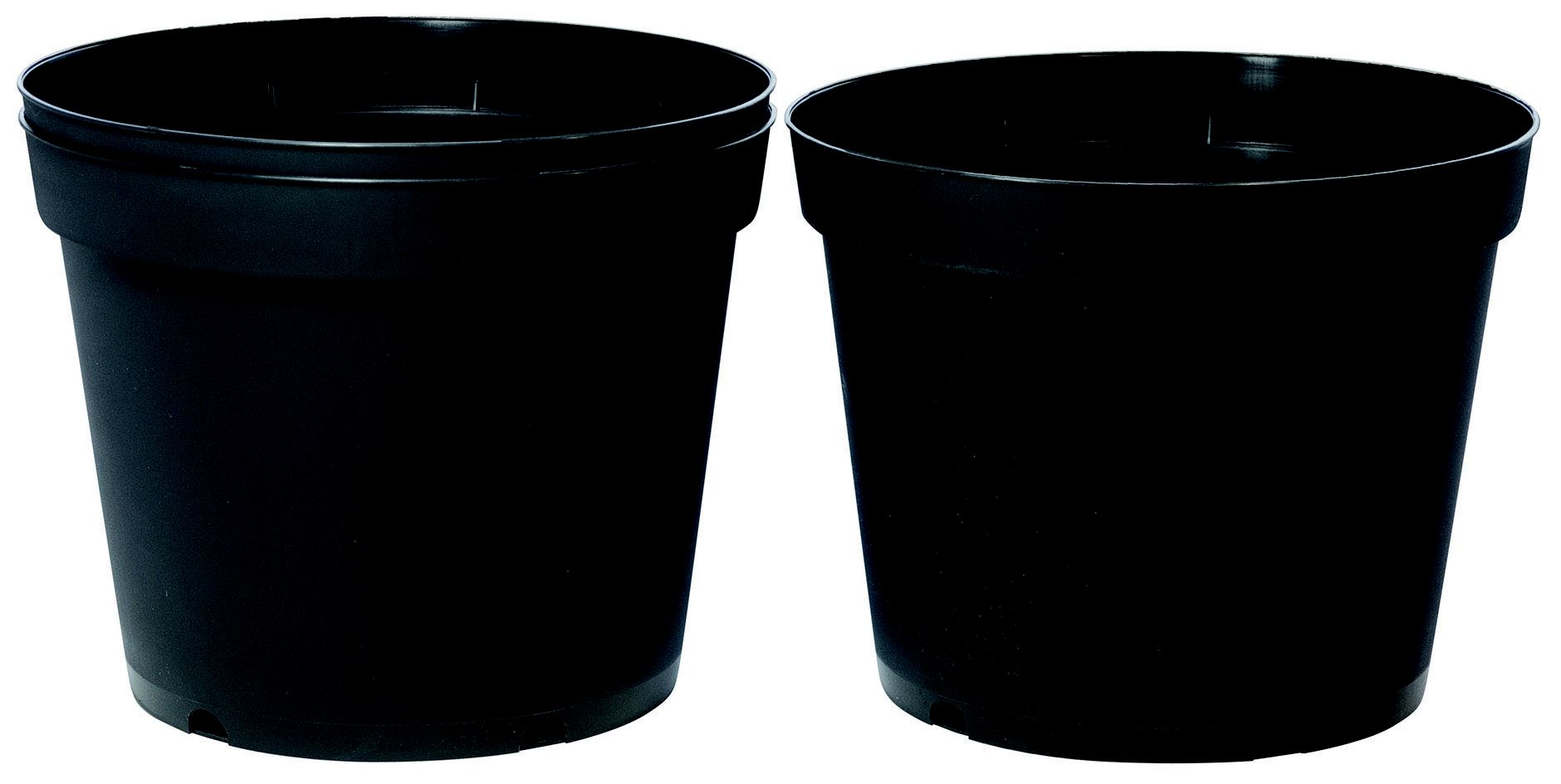Black Plastic Circular Grow pot (Dia)23cm, Pack of 3
