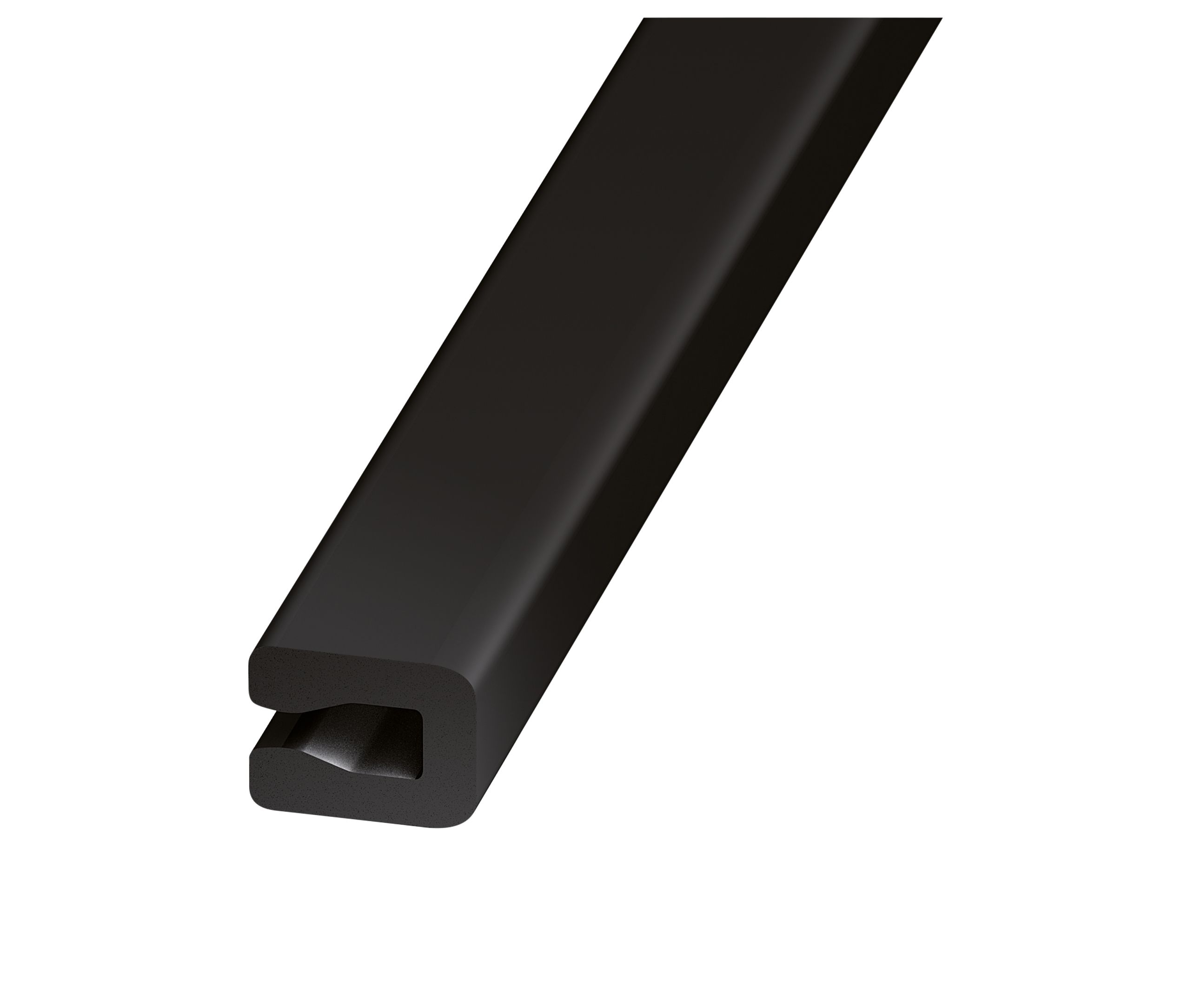 Black PVC Unequal U-shaped Angle profile, (L)1m (W)7mm