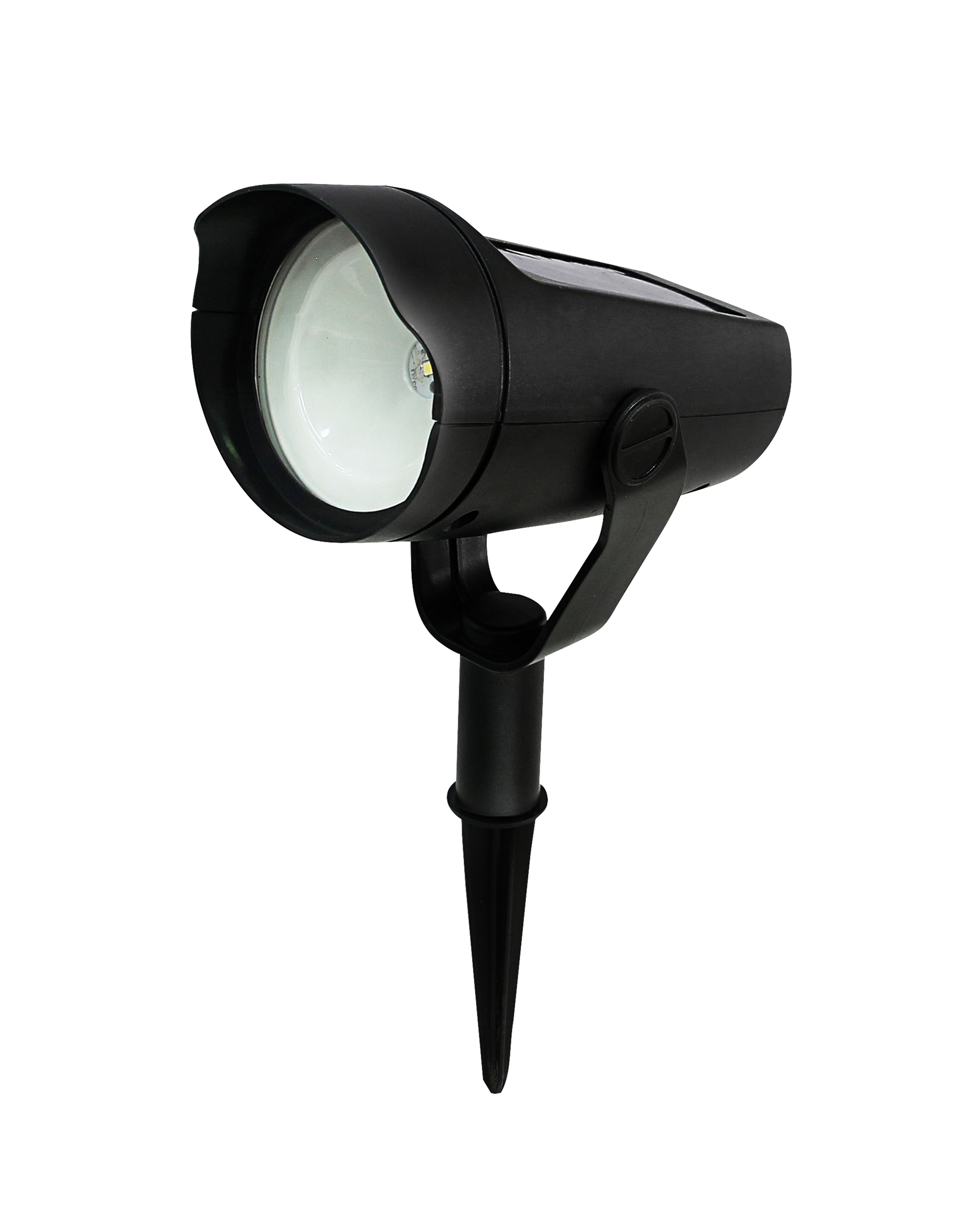 Black Solar-powered Integrated LED Outdoor Spotlight