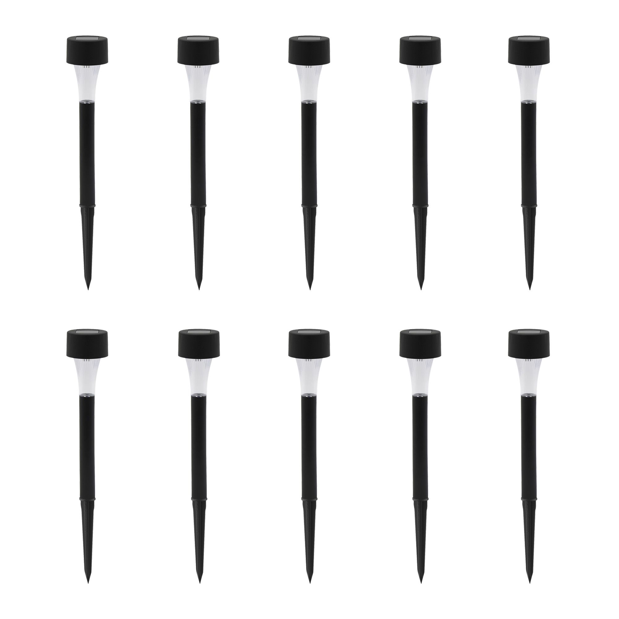 Black Solar-powered Integrated LED Outdoor Stake light, Pack of 10