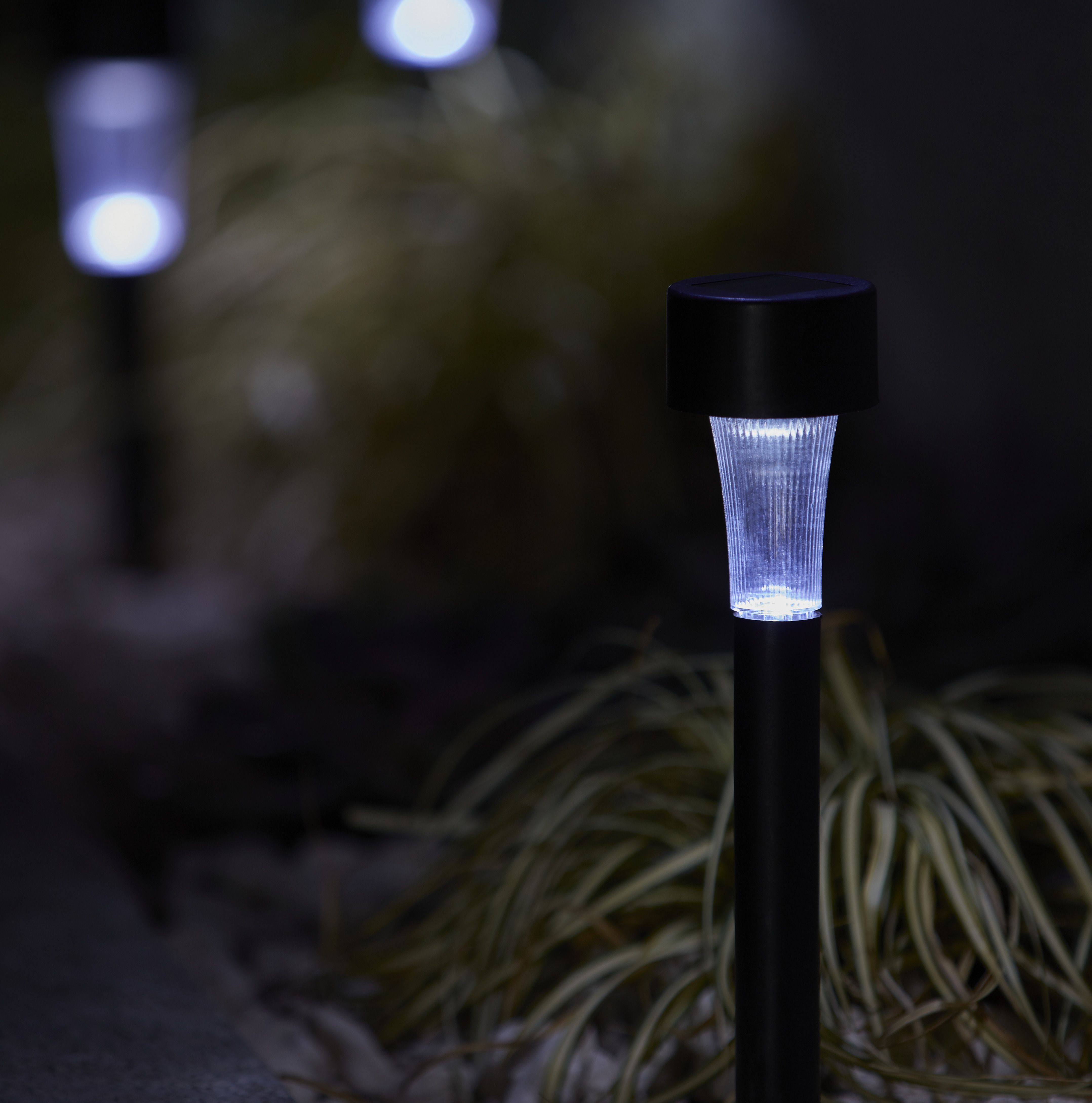 Black Solar-powered Integrated LED Outdoor Stake light, Pack of 10