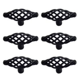 Black Steel Cage Furniture Knob, Pack of 6