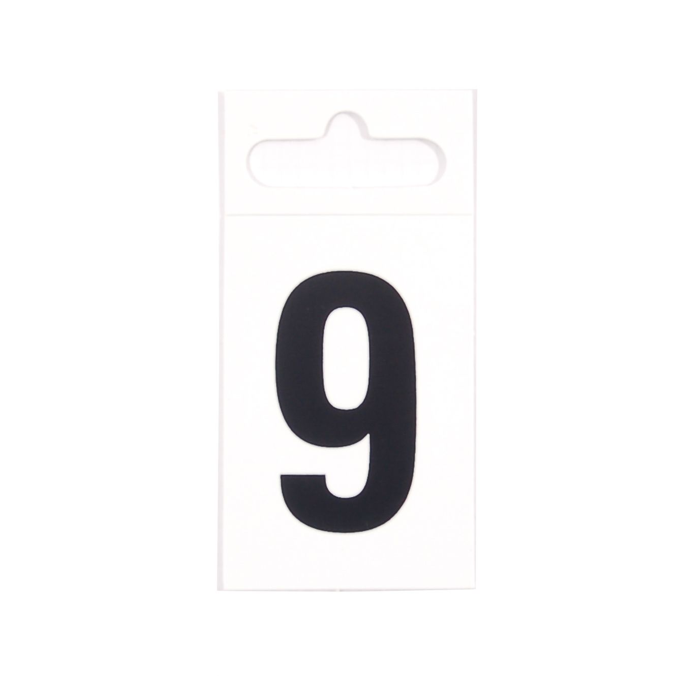 Black & white Plastic Self-adhesive Door number 9, (H)50mm (W)30mm