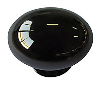 Black Zinc alloy Nickel effect Oval Furniture Knob, Pack of 6