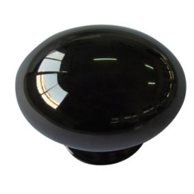 Black Zinc alloy Nickel effect Oval Furniture Knob, Pack of 6