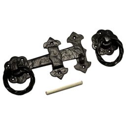 Blooma Black Antique effect Iron Ring gate latch, (L)152mm