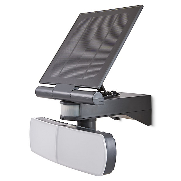 Blooma Brampton Matt Charcoal Grey, Solar Powered Led Security Motion Sensor Outdoor Light