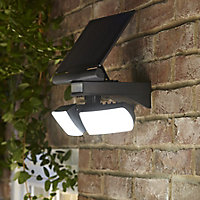 Blooma Brampton Matt Charcoal grey Solar-powered LED Motion sensor Outdoor Security light