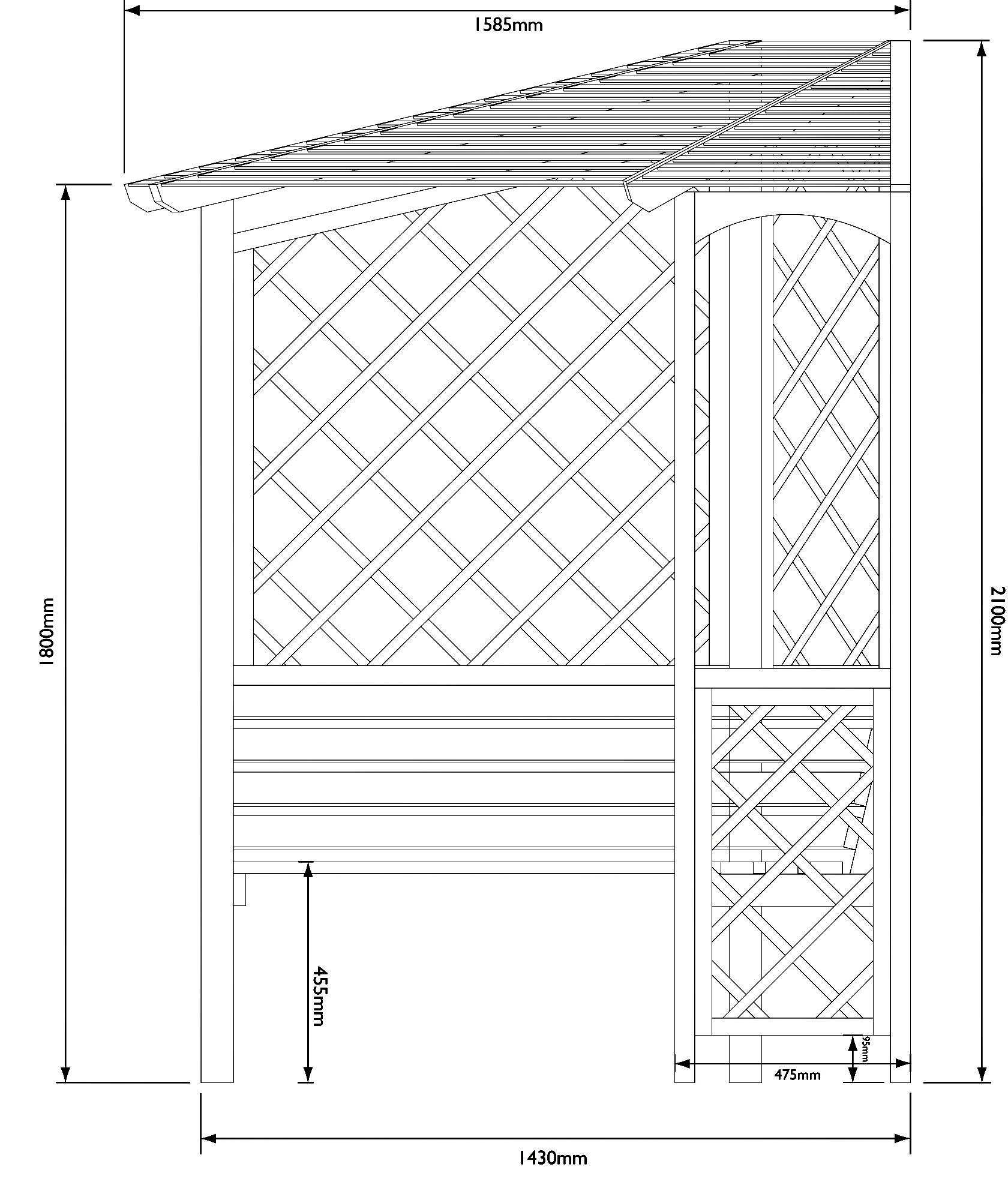 Blooma Chiltern Corner arbour, (H)2100mm (W)1580mm (D)1580mm - Assembly service included