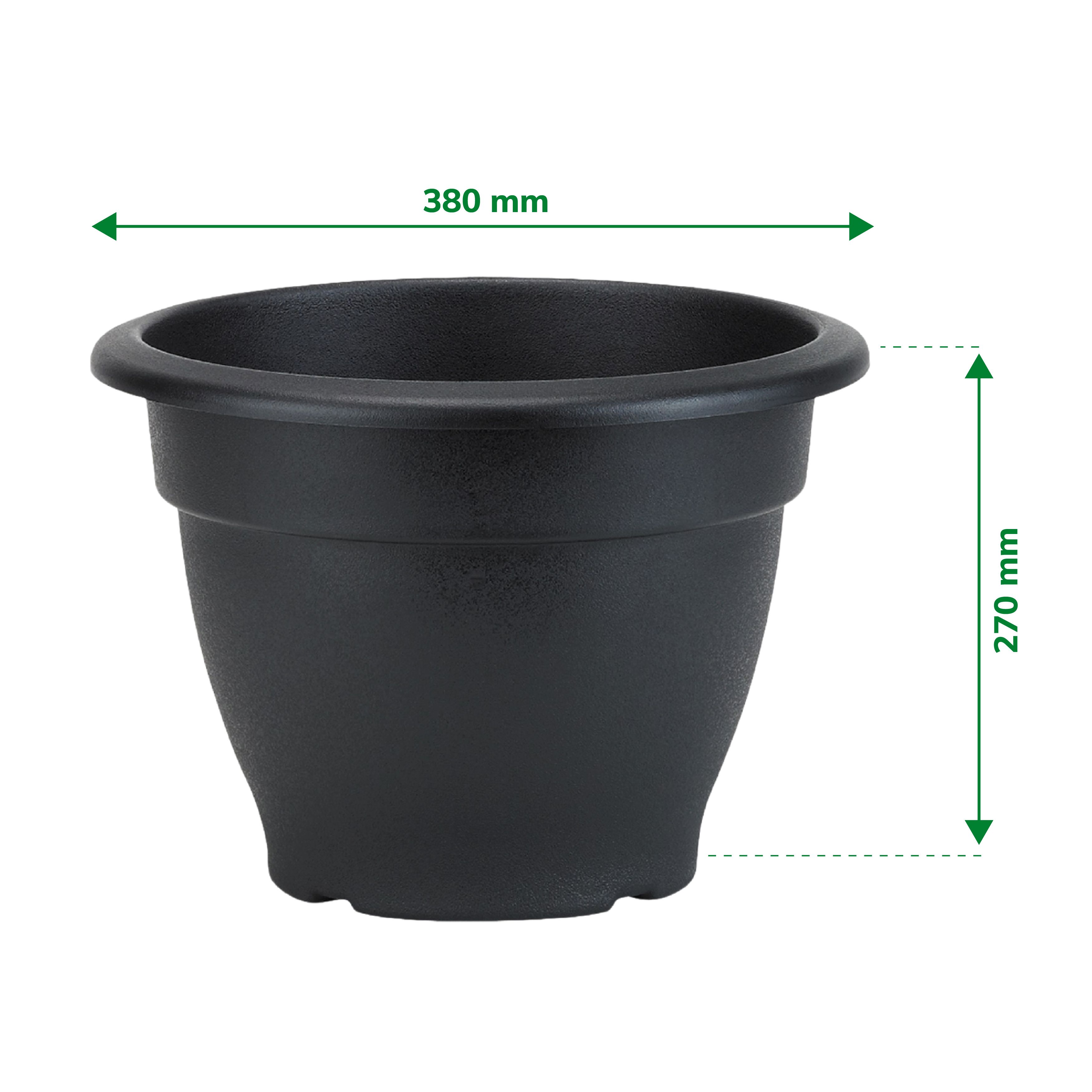 Blooma Florus Black Plastic Bell Circular Plant pot (Dia)38cm