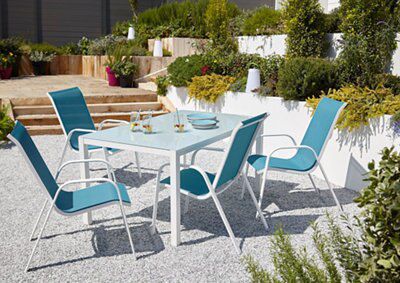 Blue metal on sale garden chairs