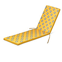Blooma Kinaros Grey & yellow Spot Rectangular Sunlounger cushion (L)190cm x (W)55cm