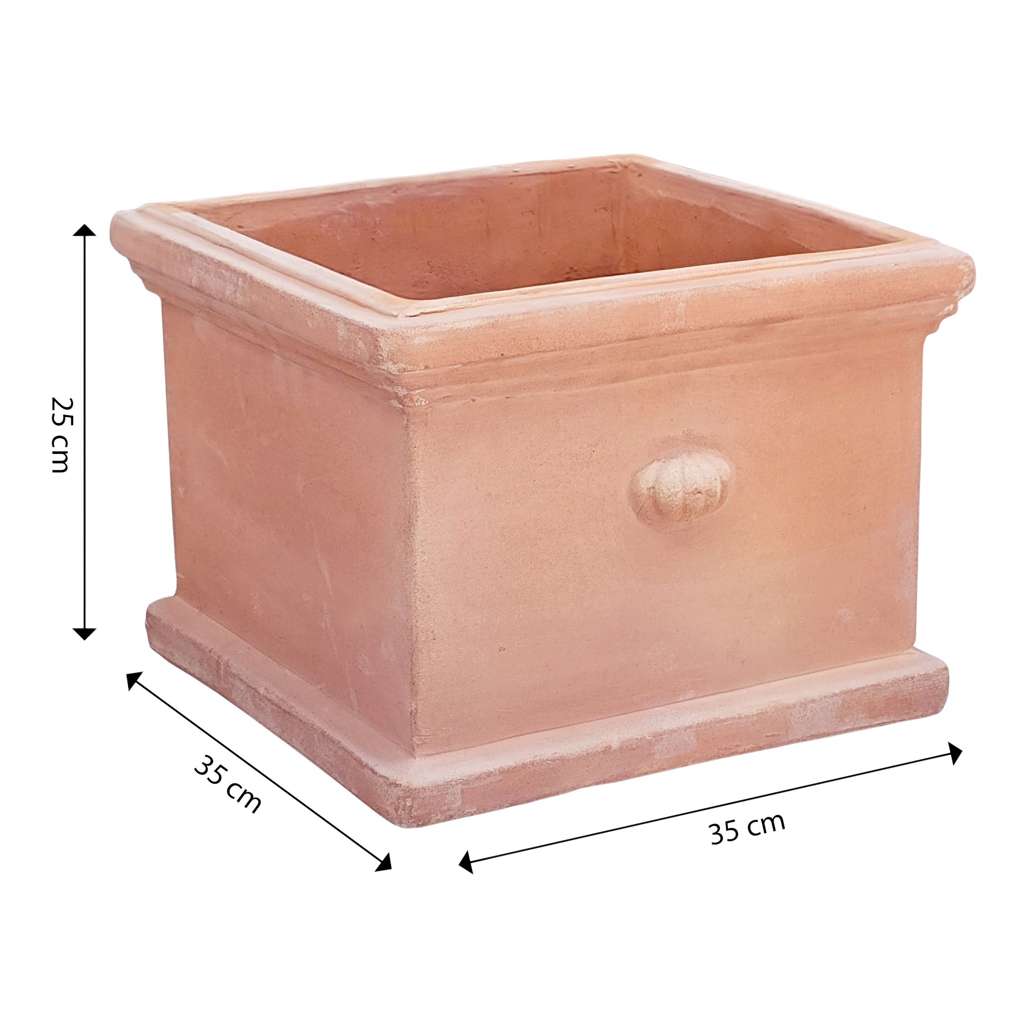 Blooma Mali White washed Terracotta Square Plant pot (Dia)35cm