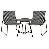 Blooma Morillo Black & white Metal 2 seater Table & chair set