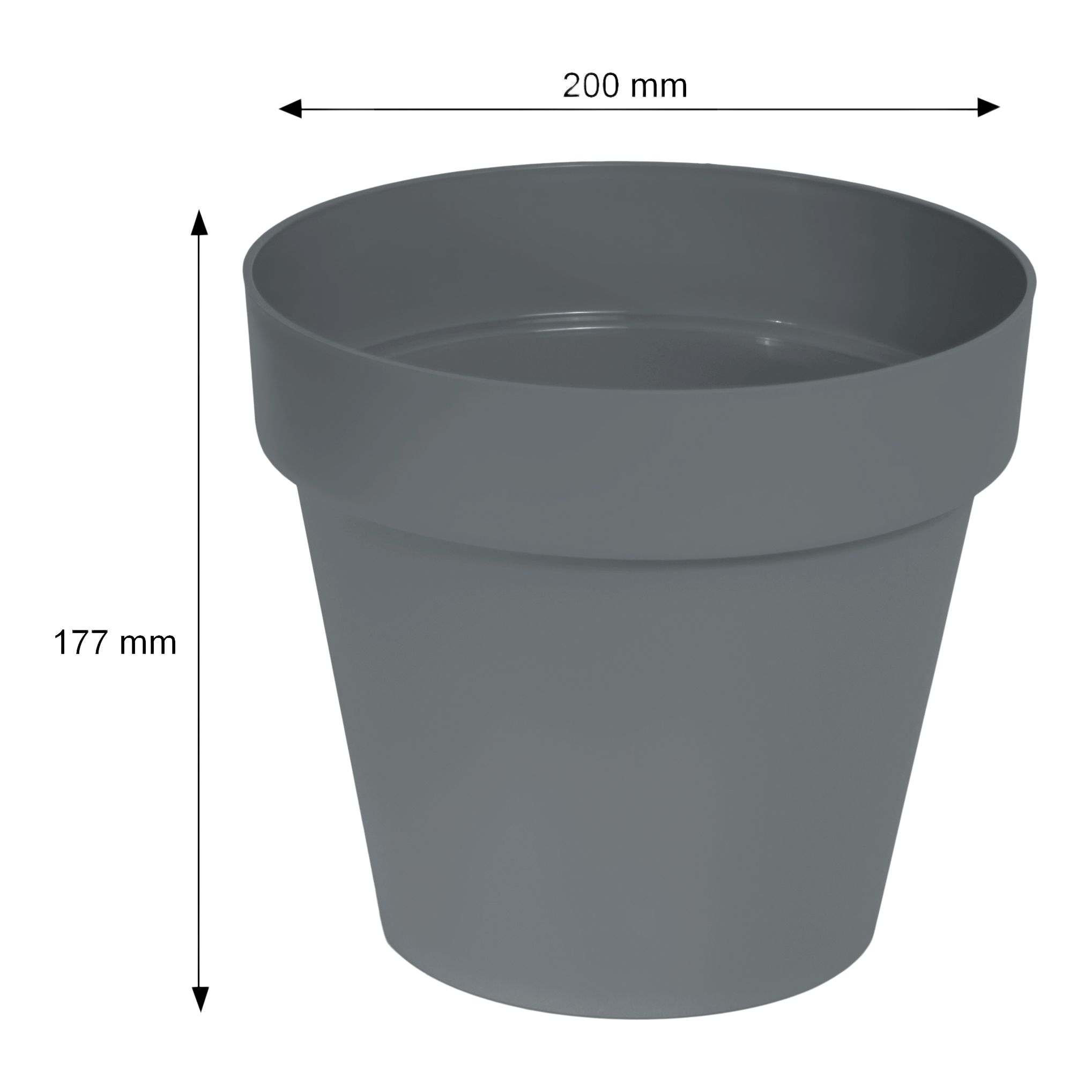 Blooma Nurgul Dark grey Plastic Circular Plant pot (Dia)20cm