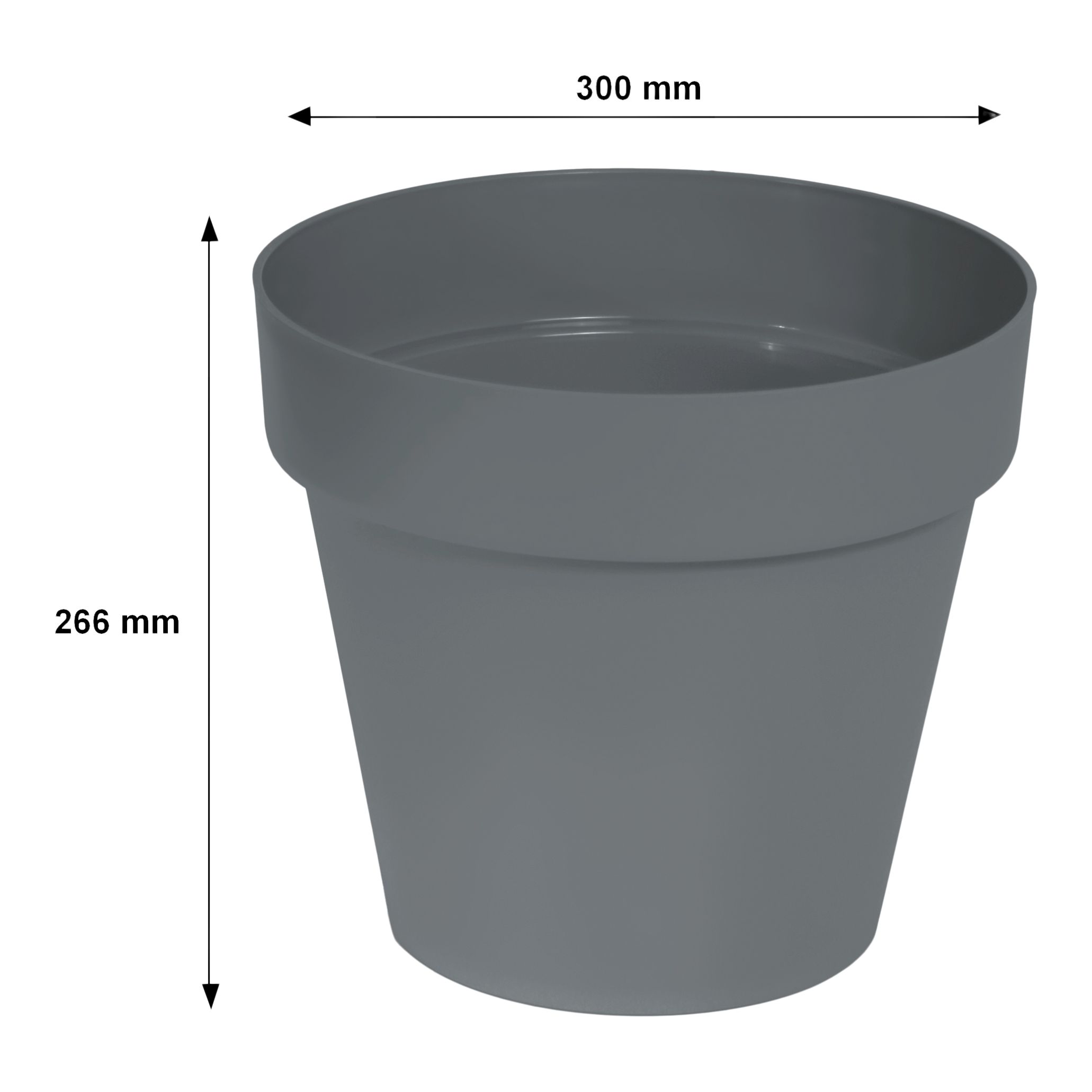 Blooma Nurgul Dark grey Plastic Circular Plant pot (Dia)30cm