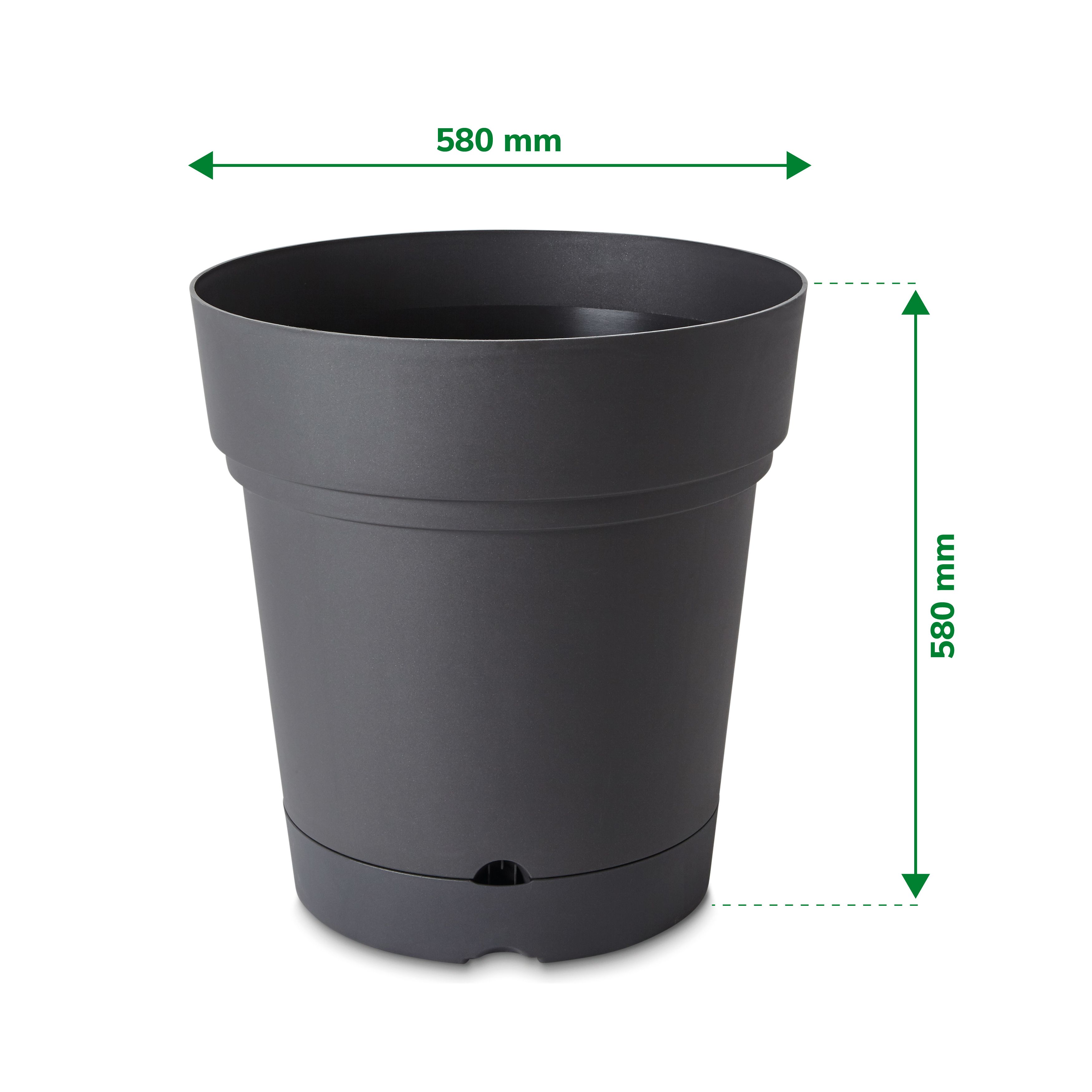 Blooma Nurgul Dark grey Plastic Circular Plant pot (Dia)58cm