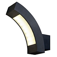 Blooma Ross Matt Charcoal Mains-powered LED Outdoor Curve Wall light